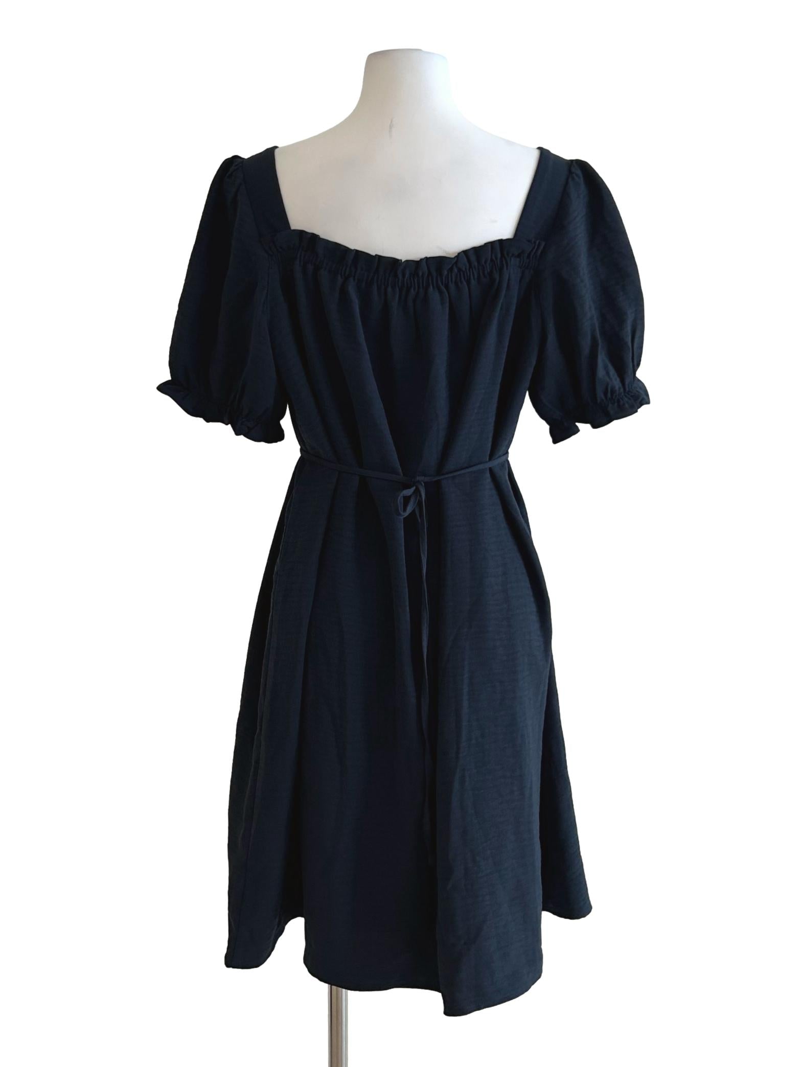 Navy Blue Textured Mini Dress