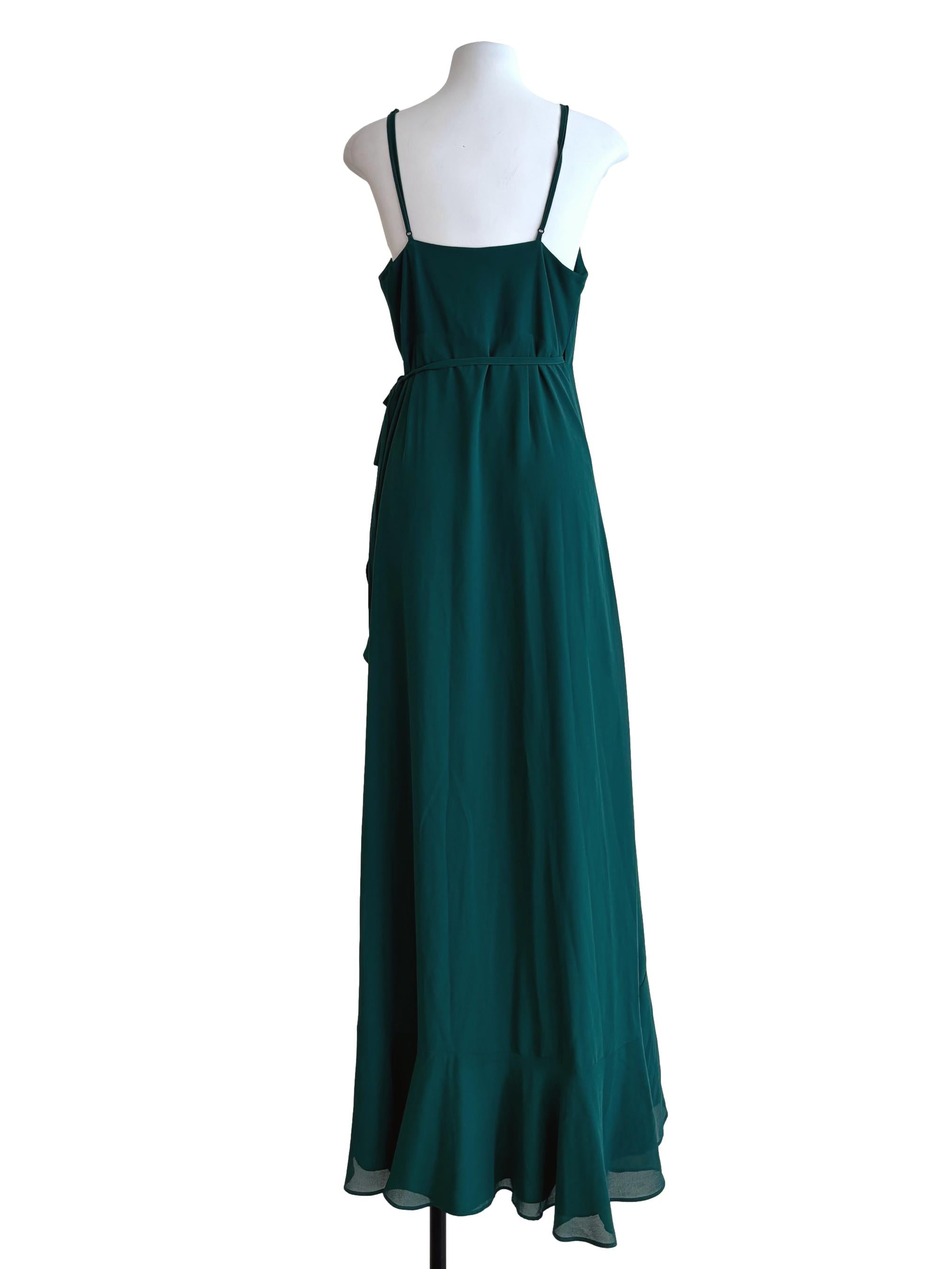 Pine Green Ruffle Maxi Wrap Dress