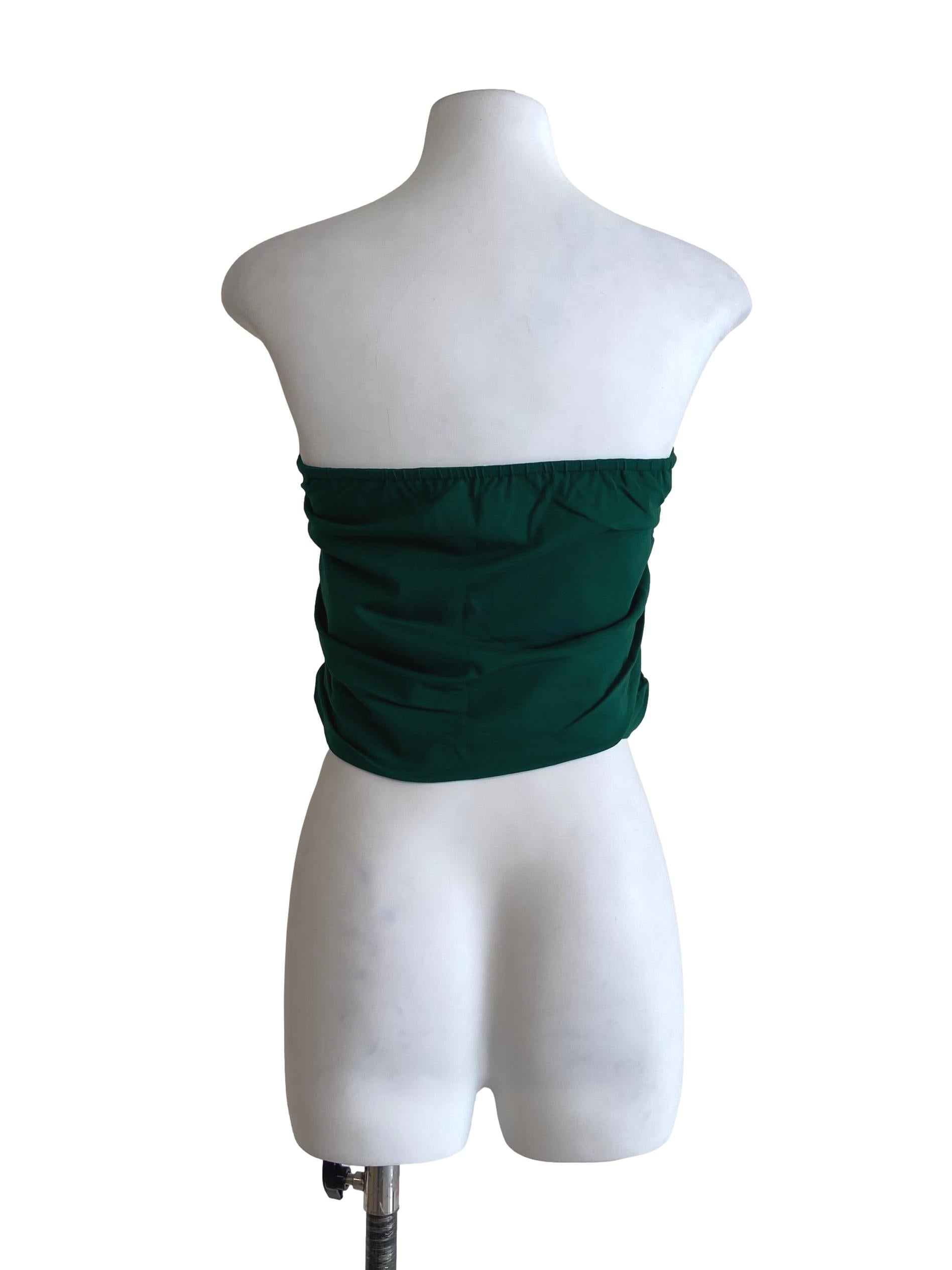 Green Ines Ruched Tube Padded Top