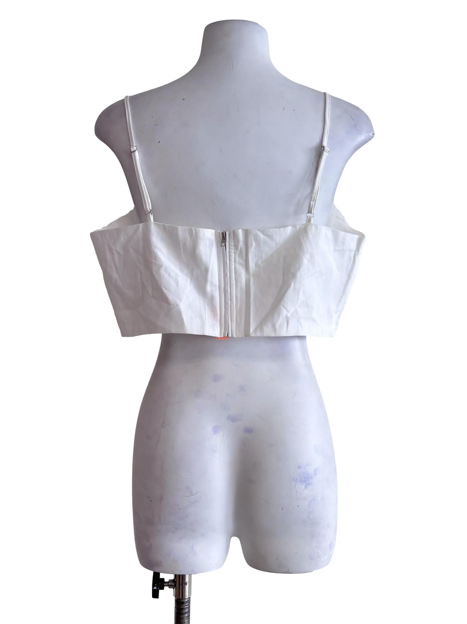 White Xandra Ruched Front Crop Top