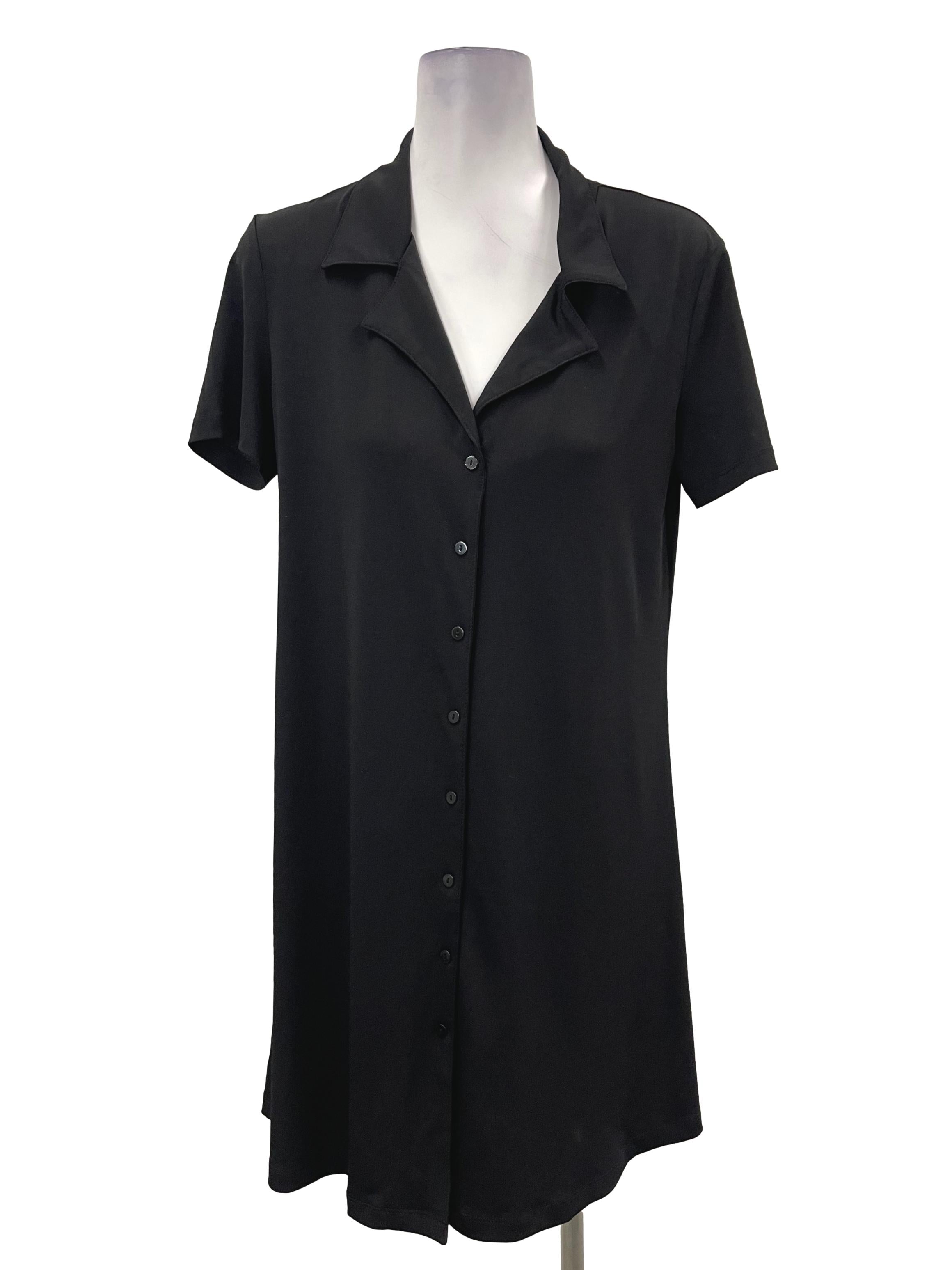 Black Collared Button Dress