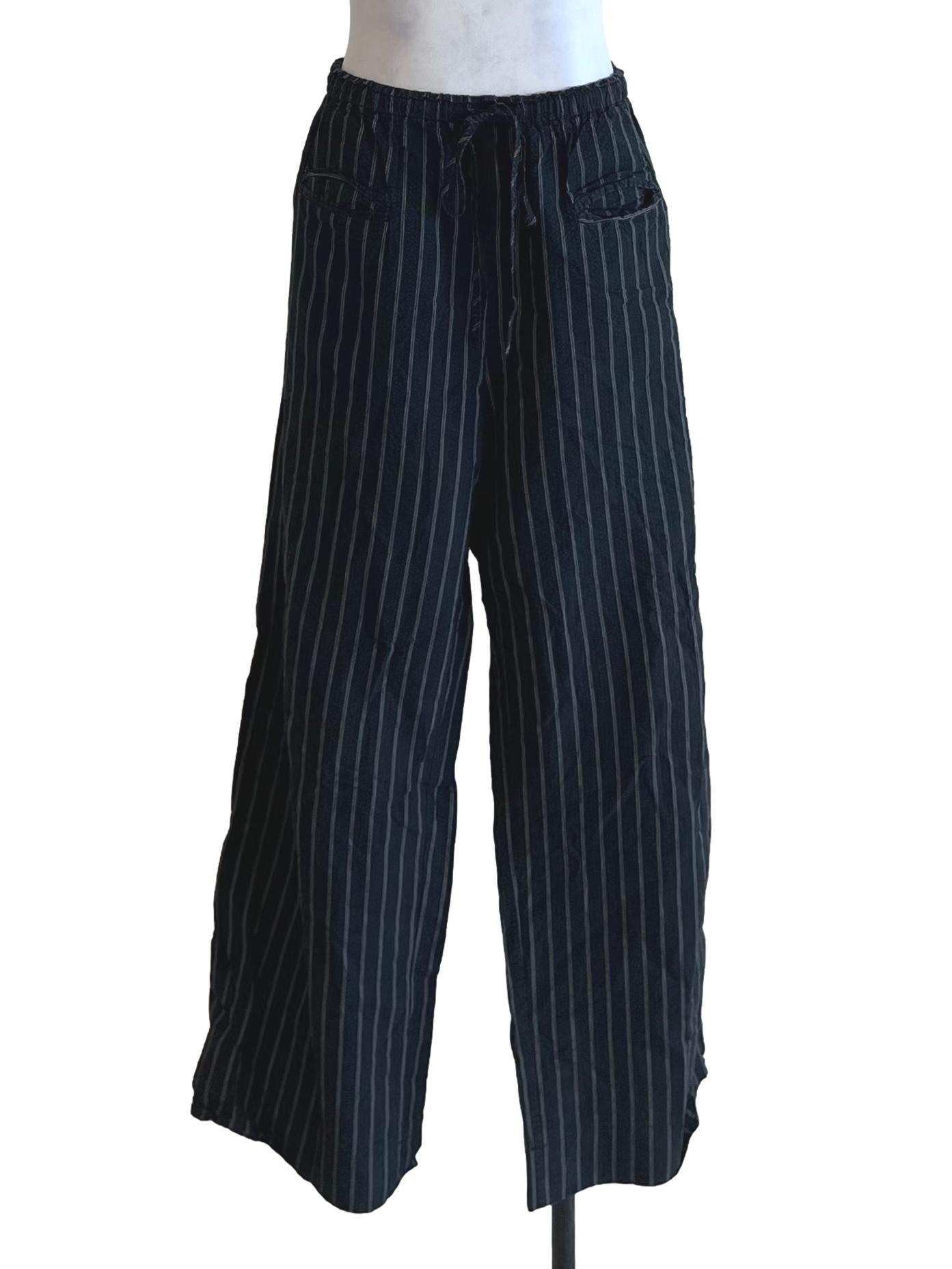 Black Candy Stripe Wide-Leg Pants TEM