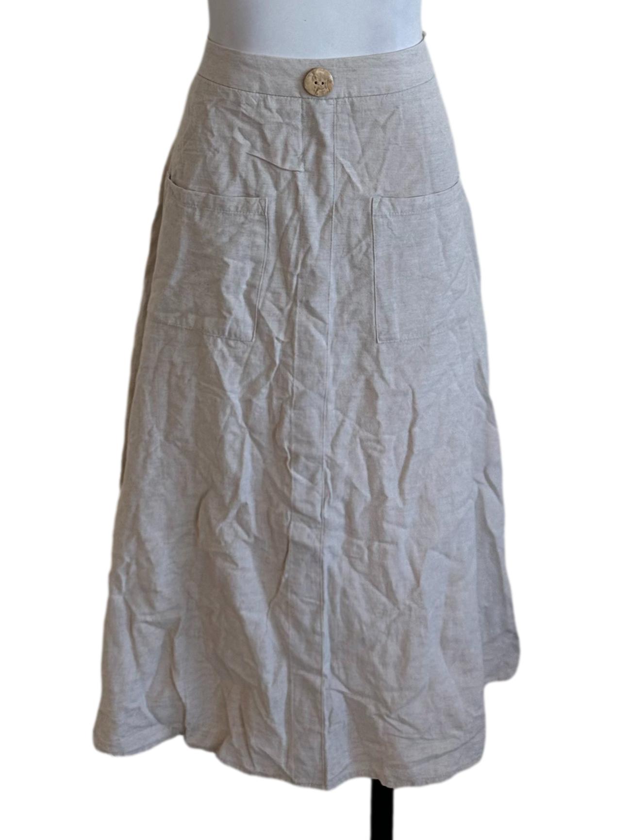 Sand Beige Button A Line Skirt