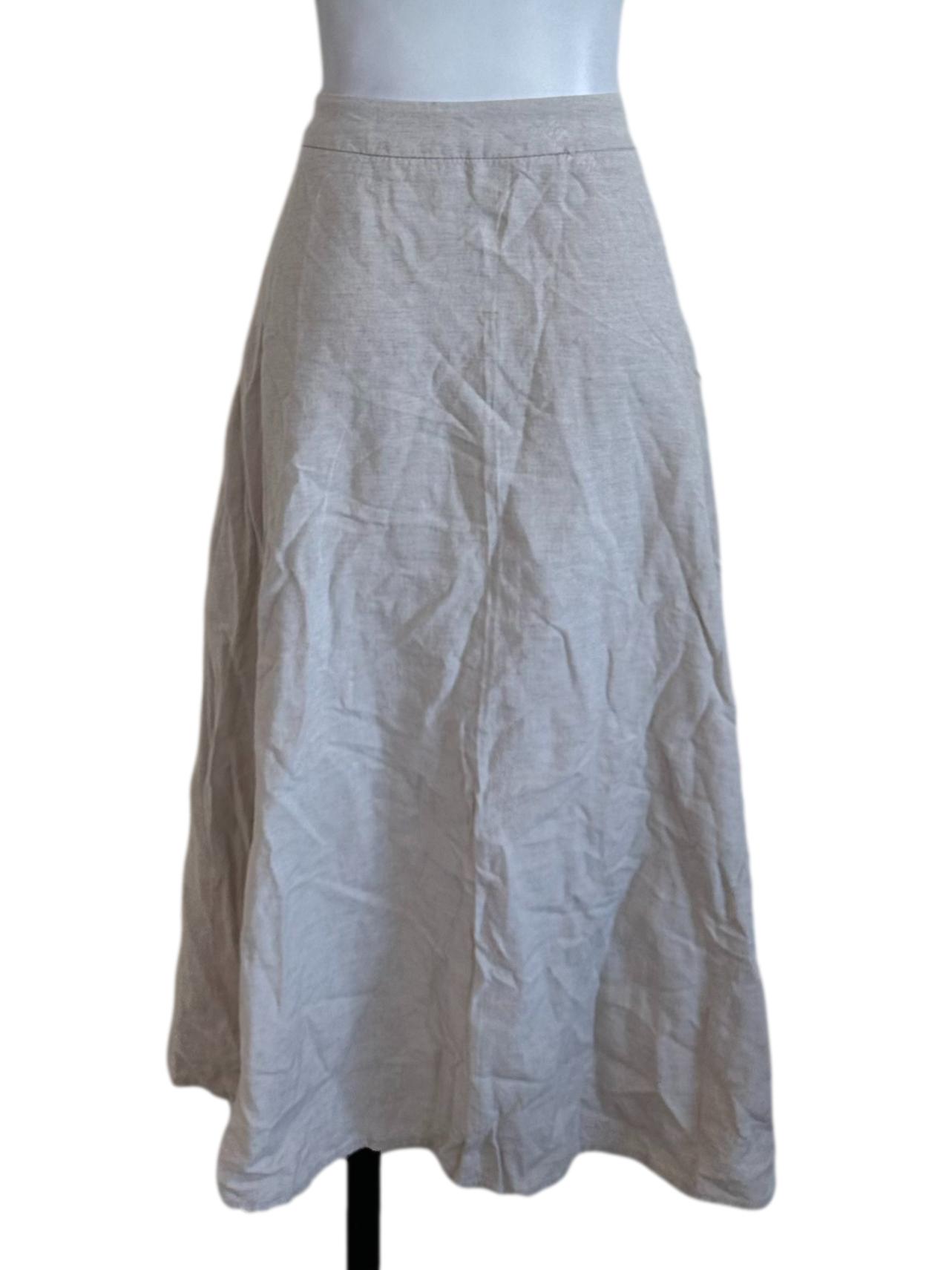 Sand Beige Button A Line Skirt