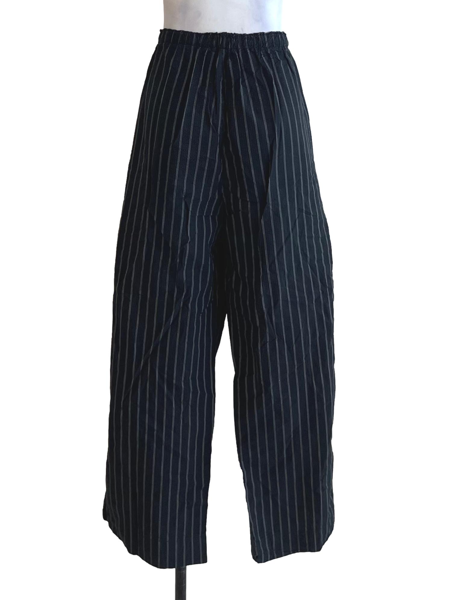 Black Candy Stripe Wide-Leg Pants TEM