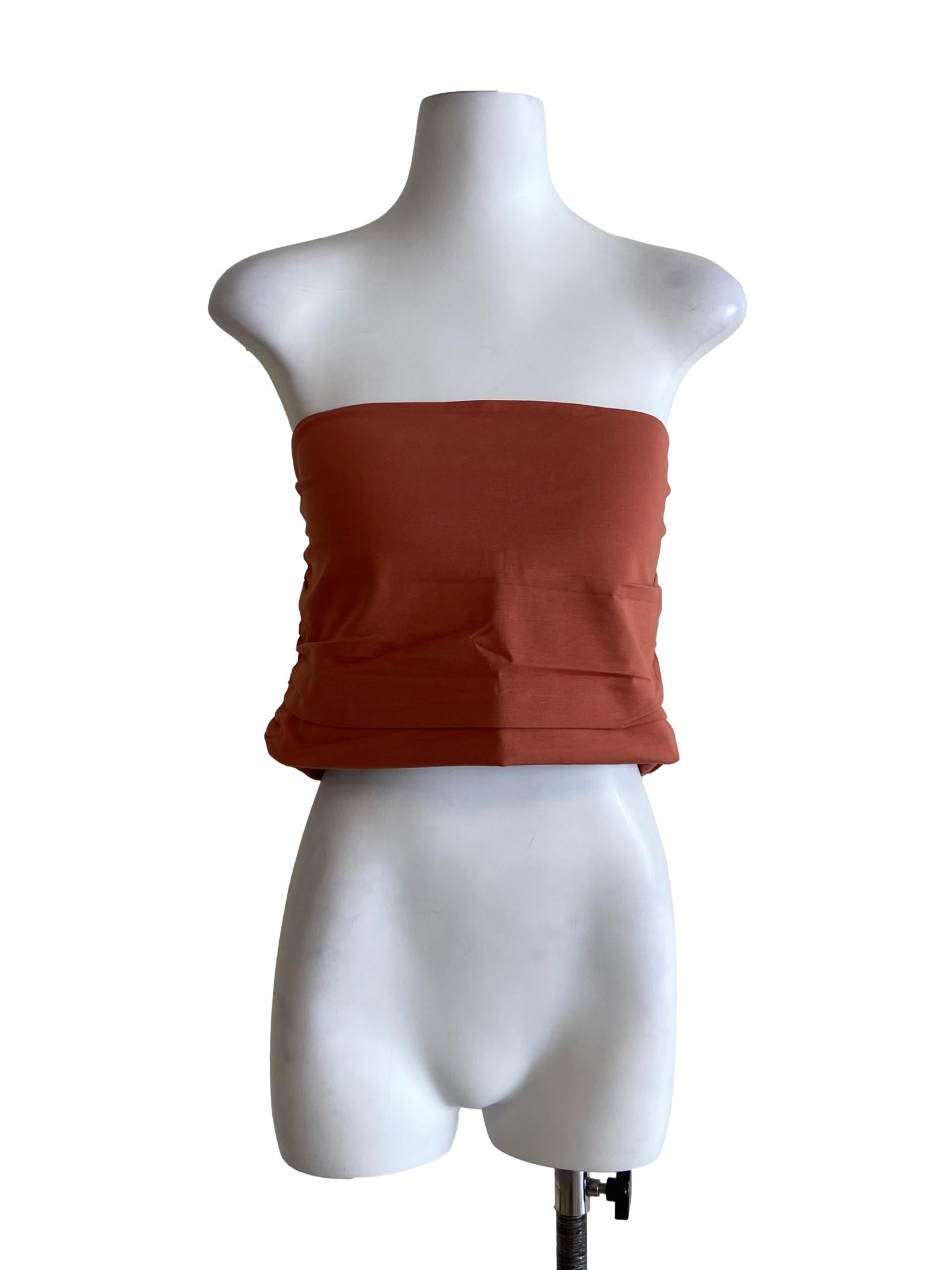 Orange Ines Ruched Tube Padded Top