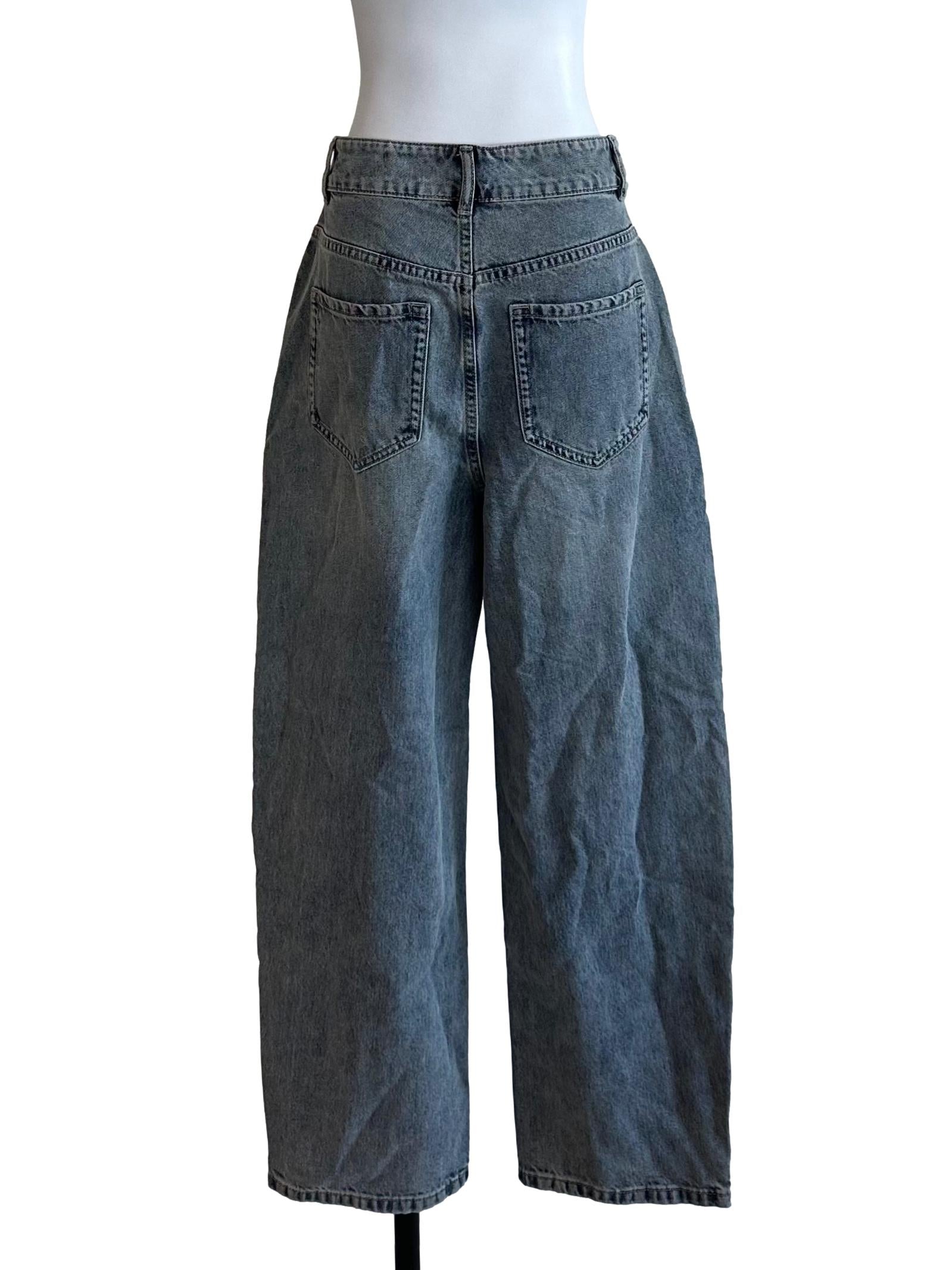 Illusion Blue Denim Baggy Long Jeans
