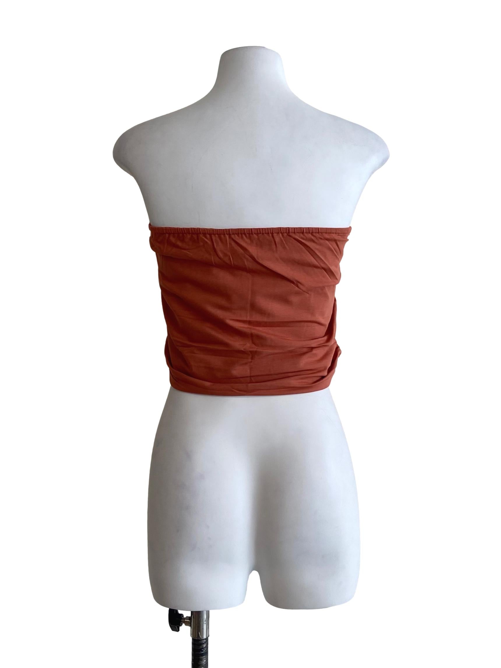 Orange Ines Ruched Tube Padded Top