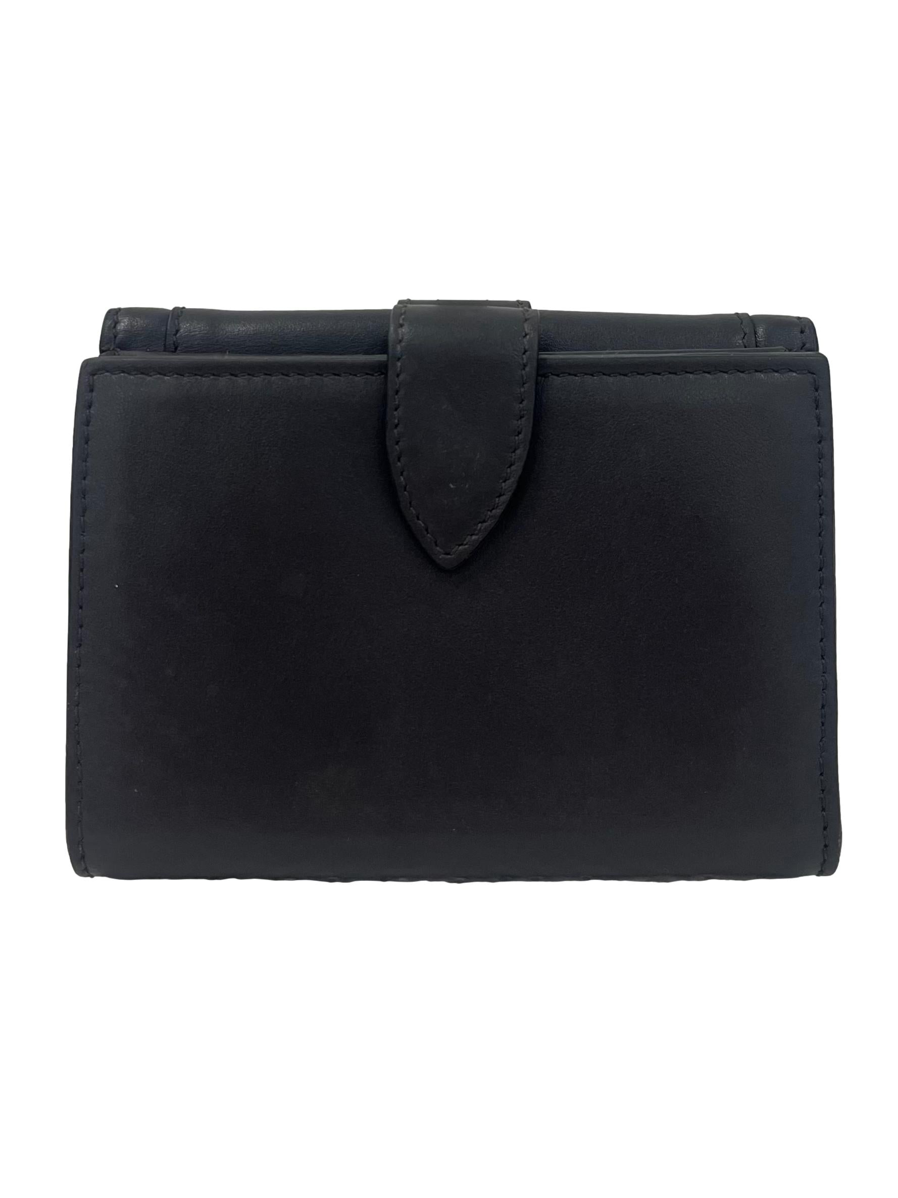 Grey Wallet With Gold Hardware