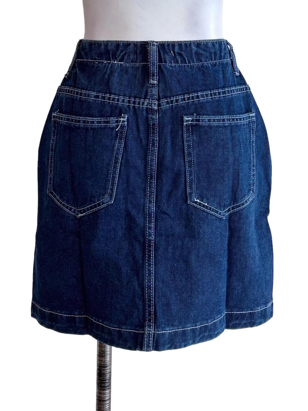 Blue Emmett Contrast Stitching Skirt