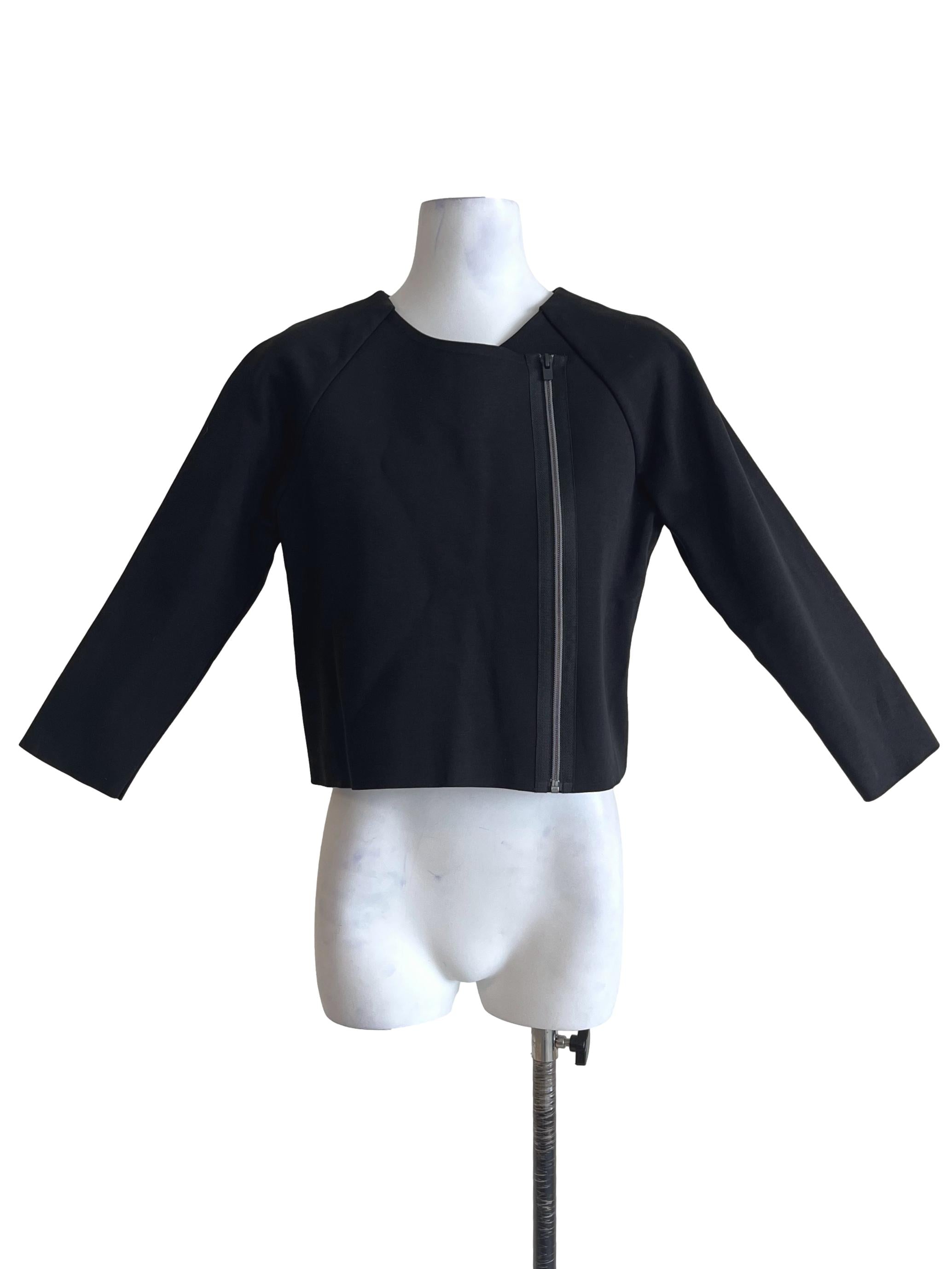 Onyx Black Cropped Zip-Up Jackets