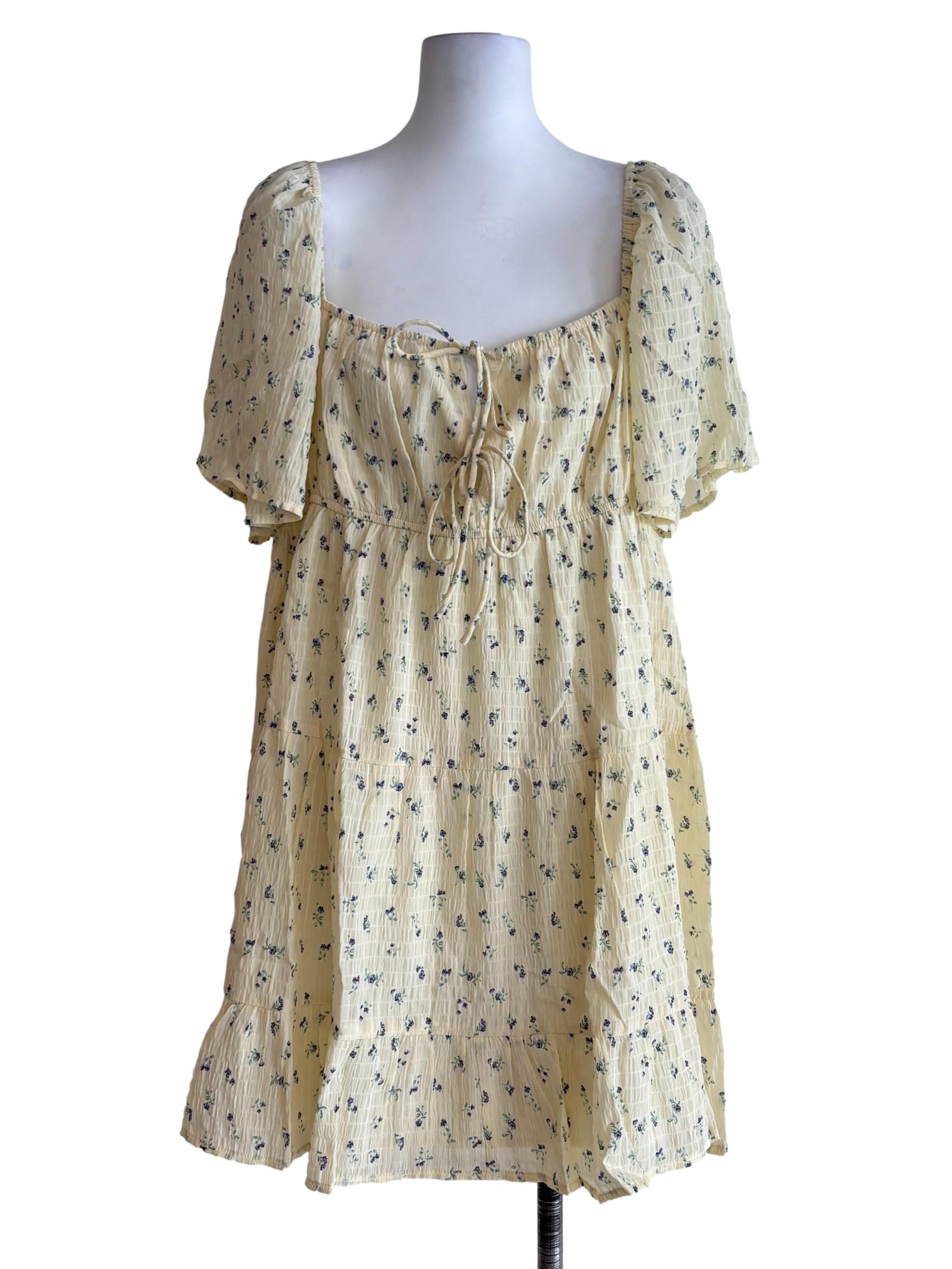 Yellow Loreine Flare Sleeve Dress