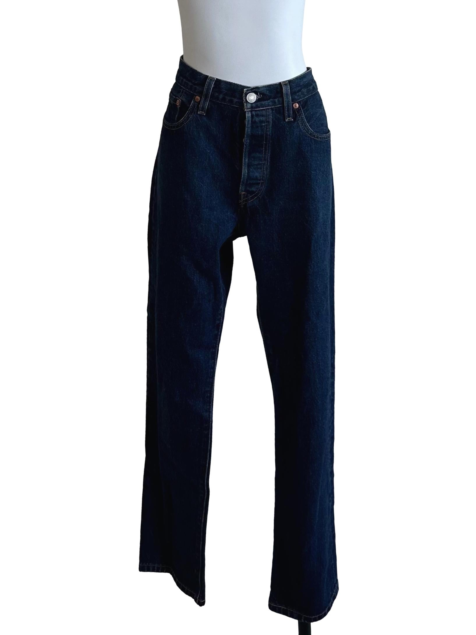 Dark Blue Denim Straight Jeans