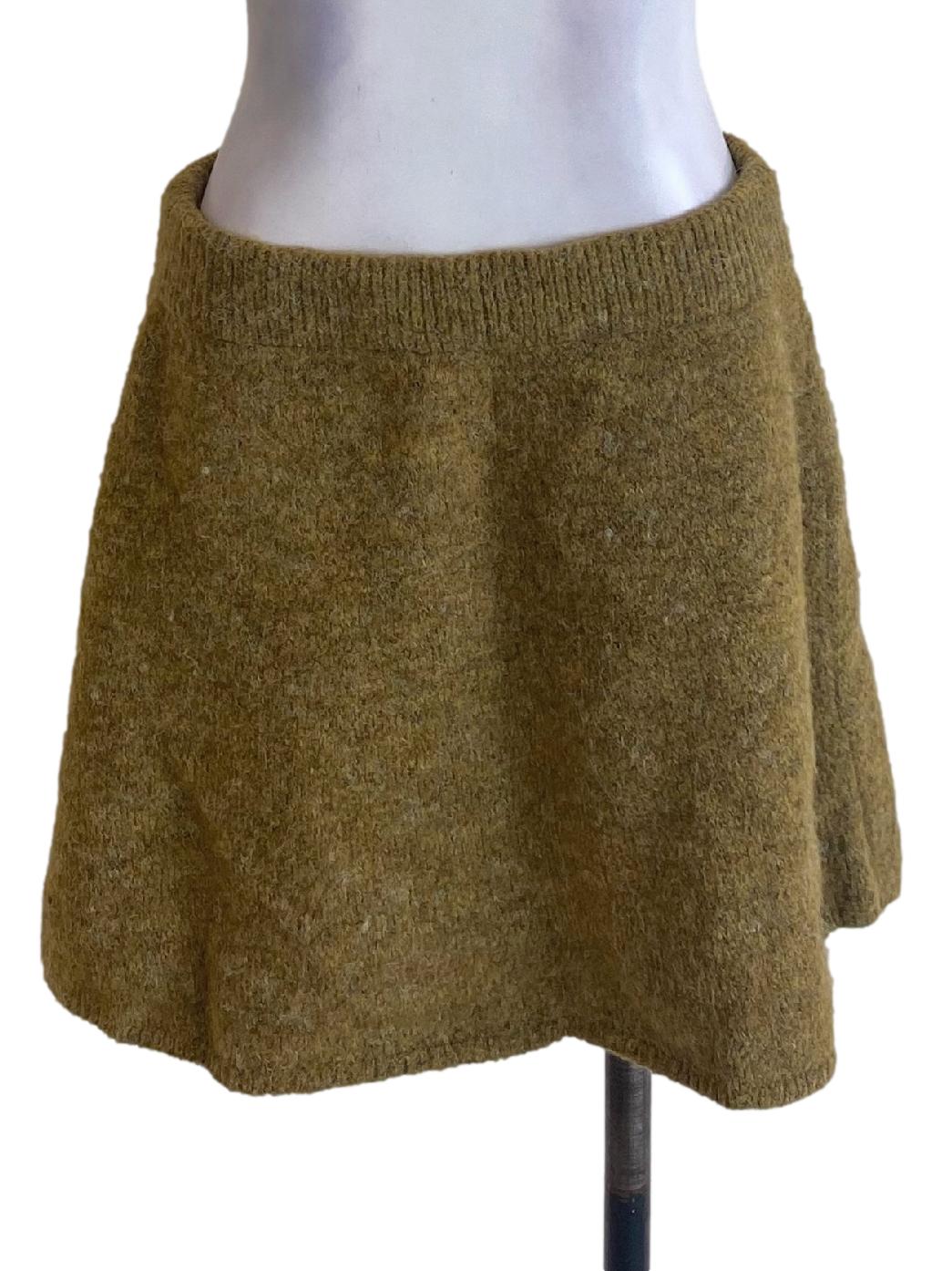 Dijon Brown Knitted Comfy Mini A-Line Skirt