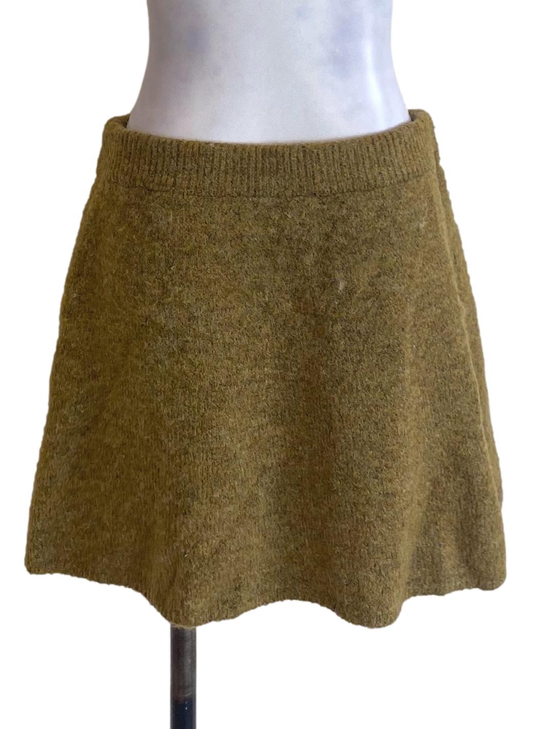 Dijon Brown Knitted Comfy Mini A-Line Skirt