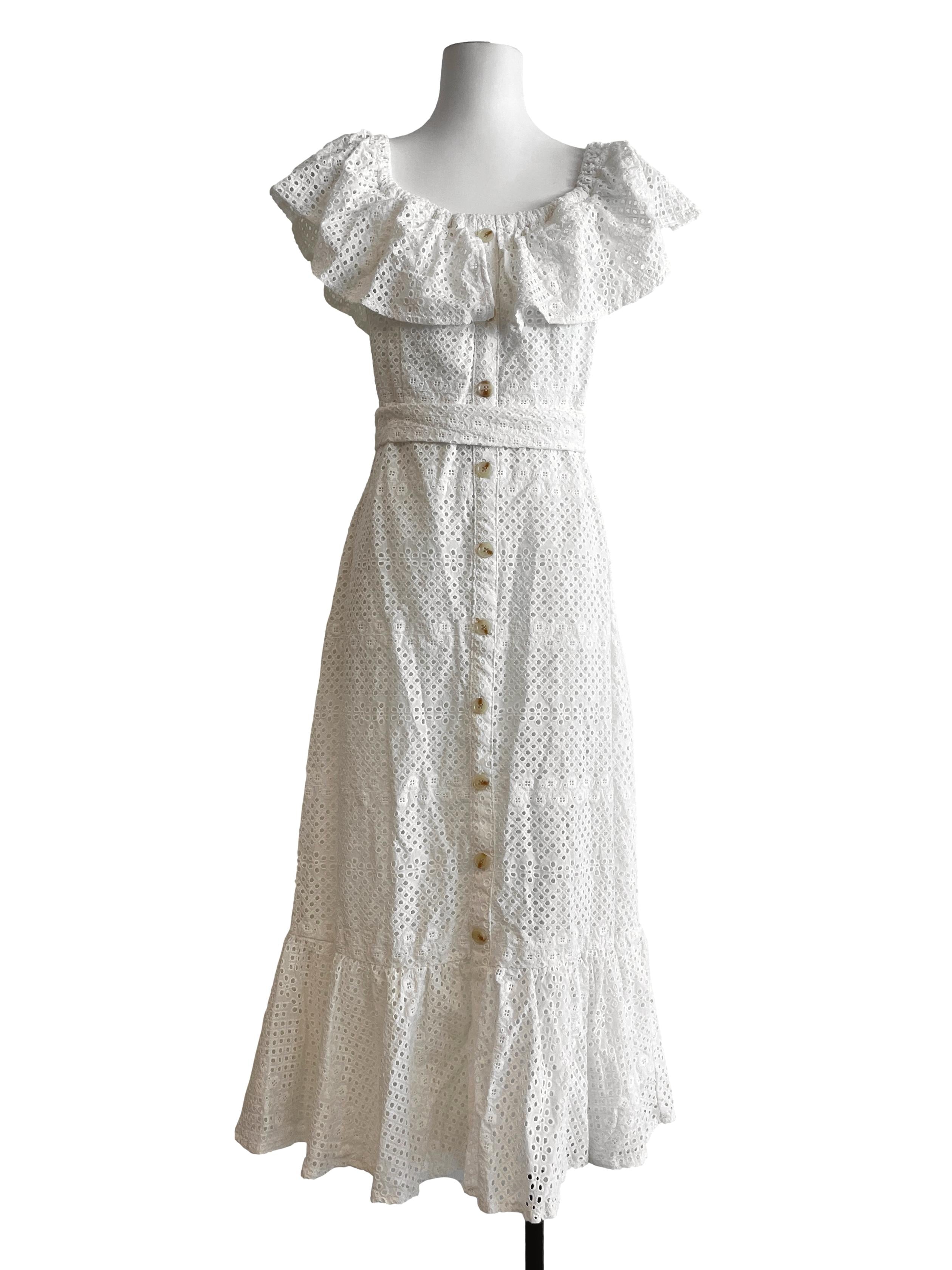 Daisy White Loop Long Dress