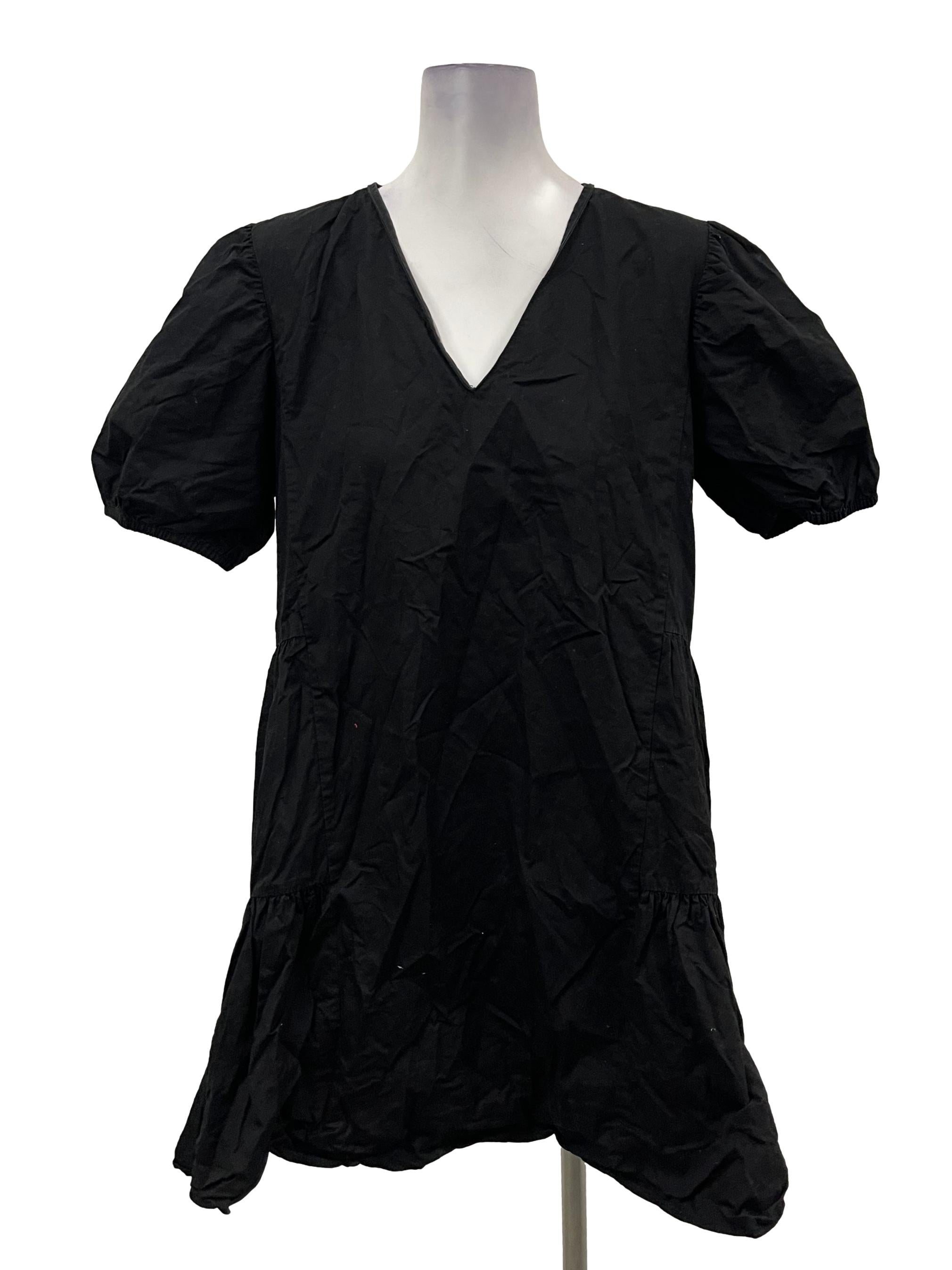Black Puff Sleeve Babydoll Dress