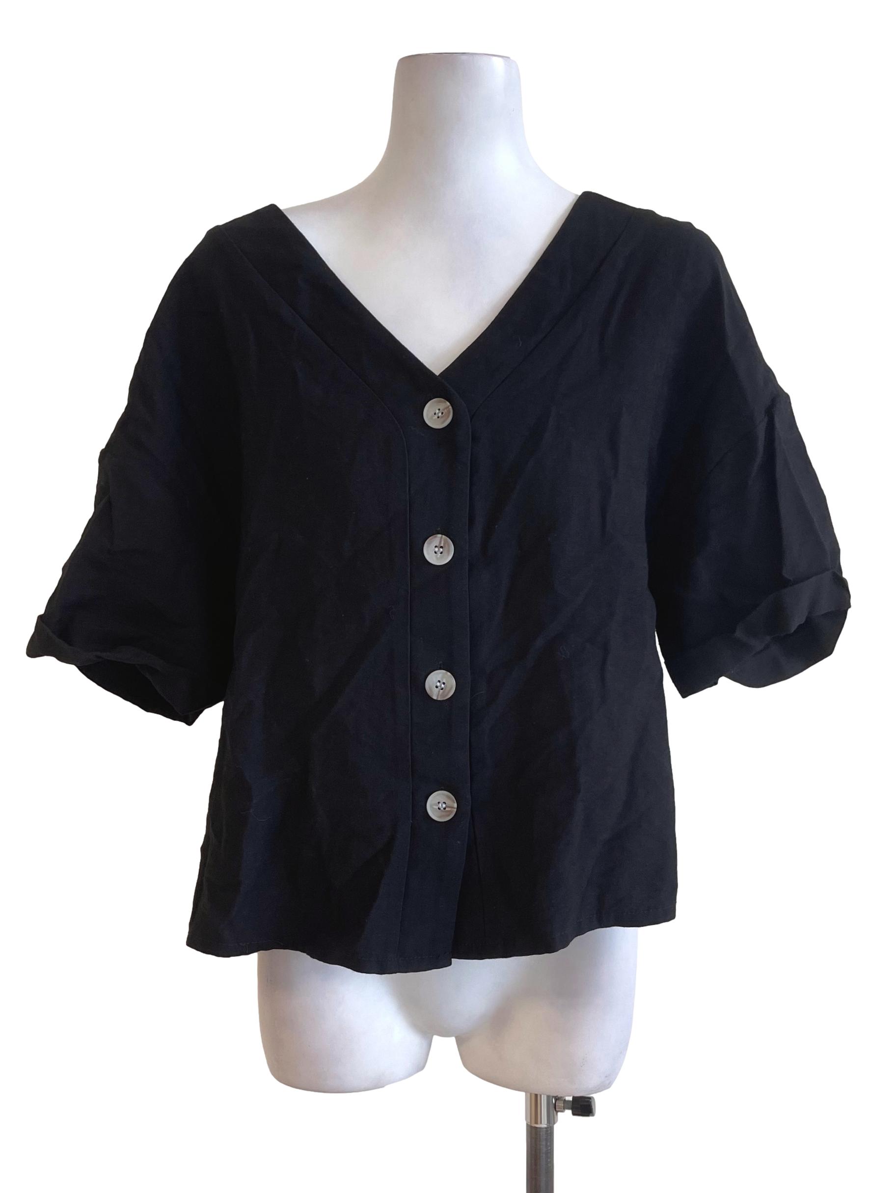 Black Button Blouse