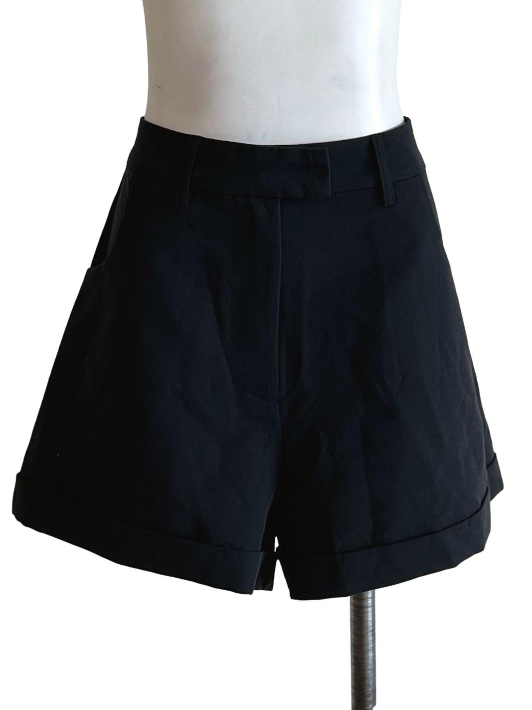 Black Turn Up Shorts
