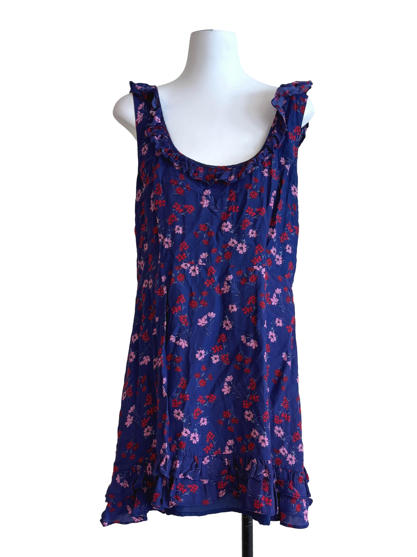 Violet Scoop Neck Floral Mini Dress