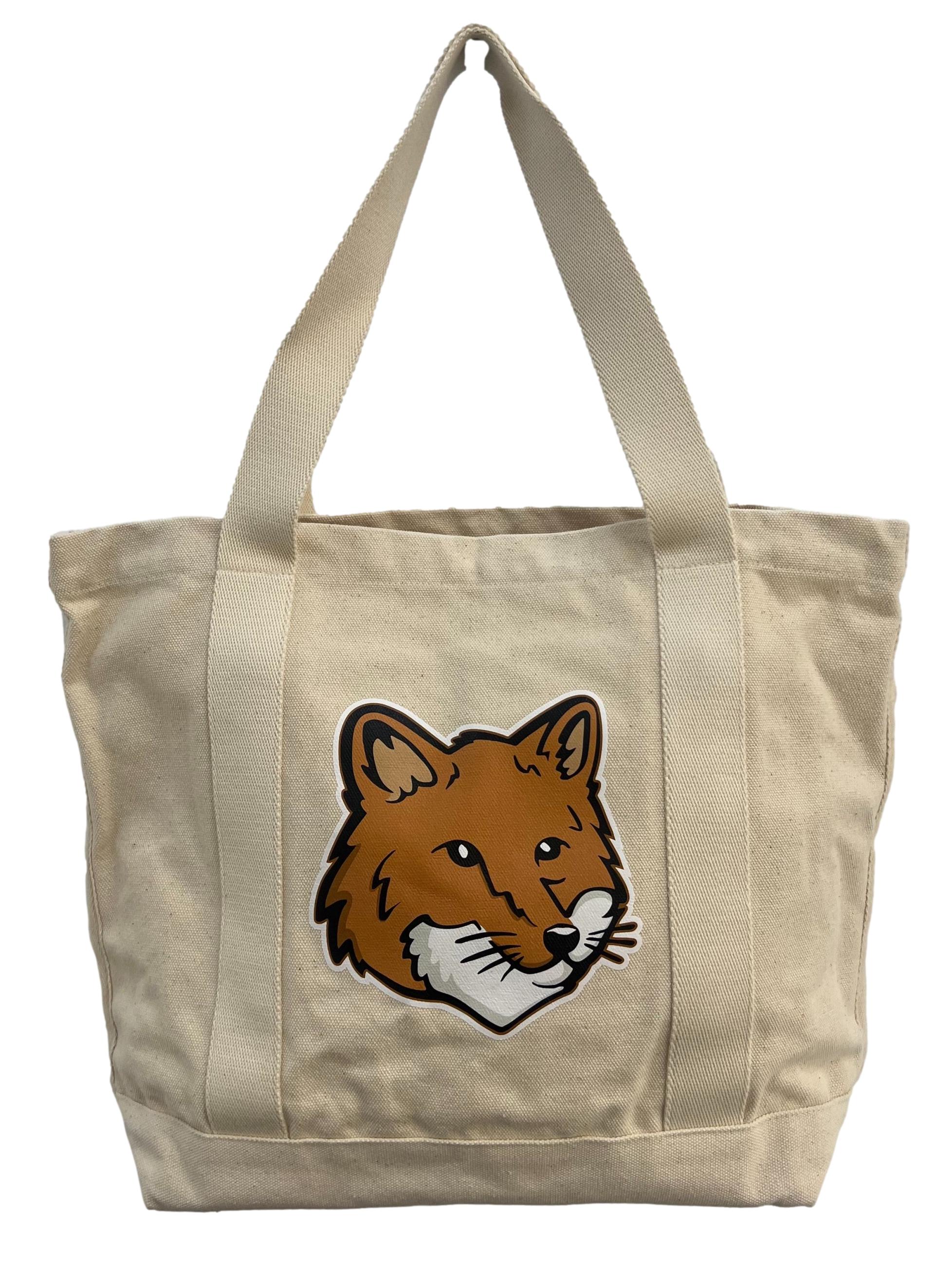 Beige Canvas Fox Tote Bag CSN