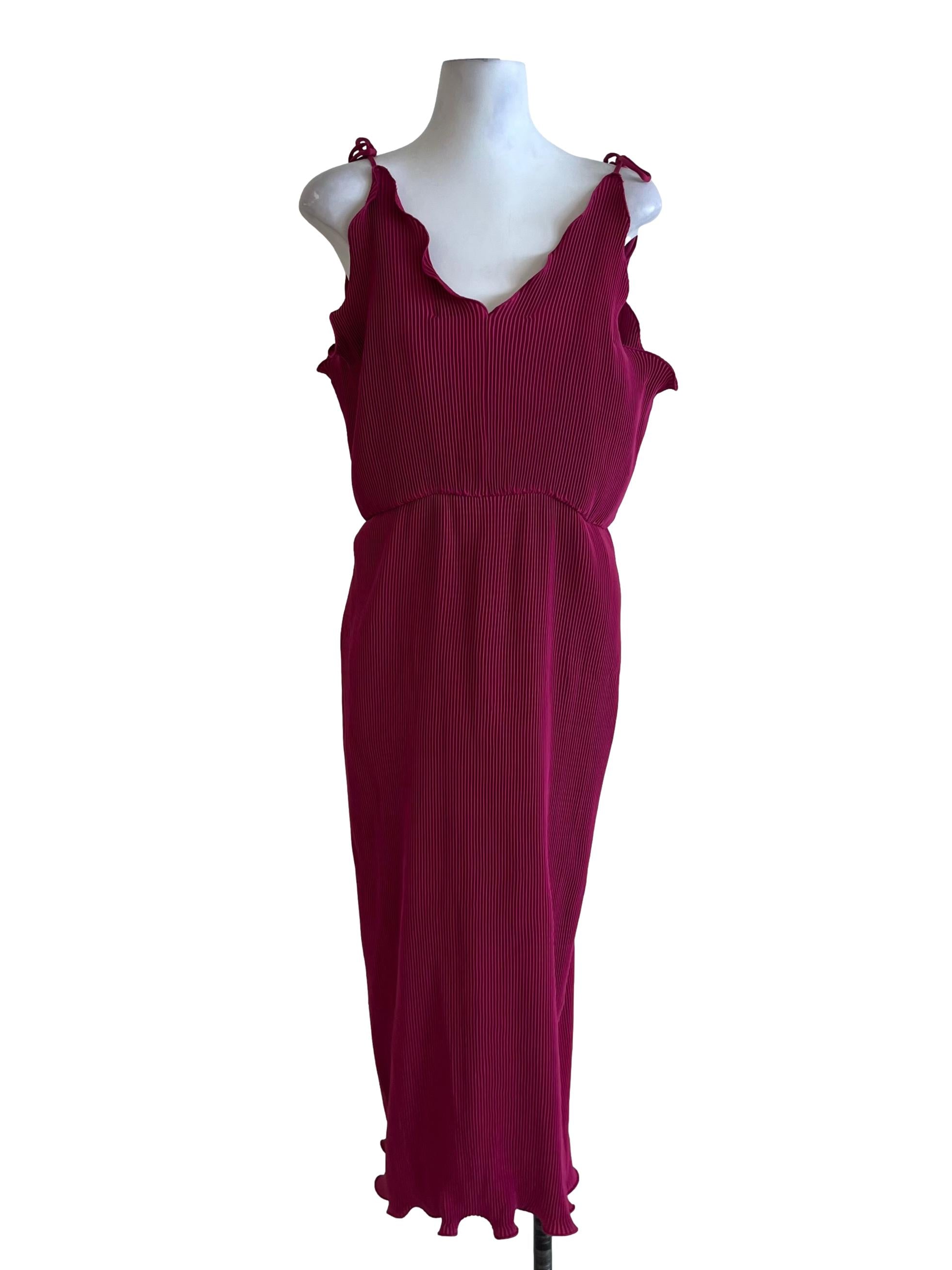 Magenta Pink Pleated A-Line Dress
