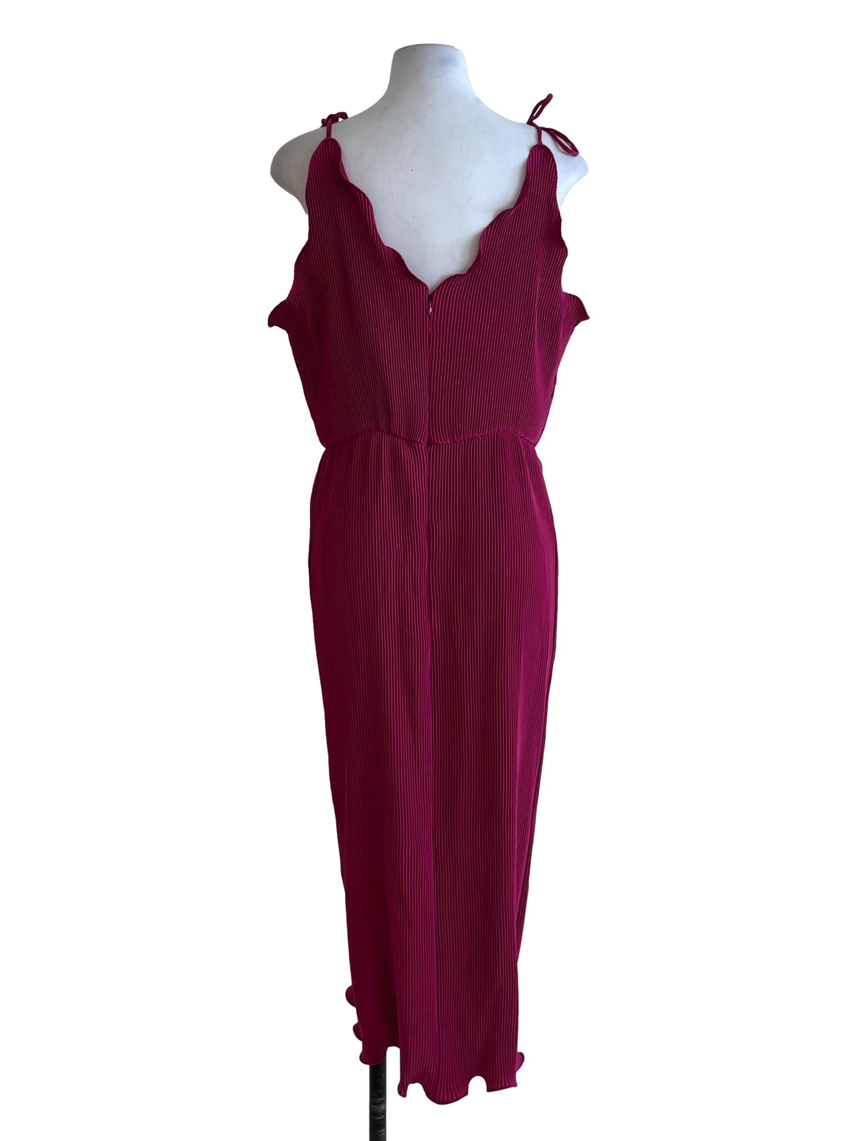 Magenta Pink Pleated A-Line Dress