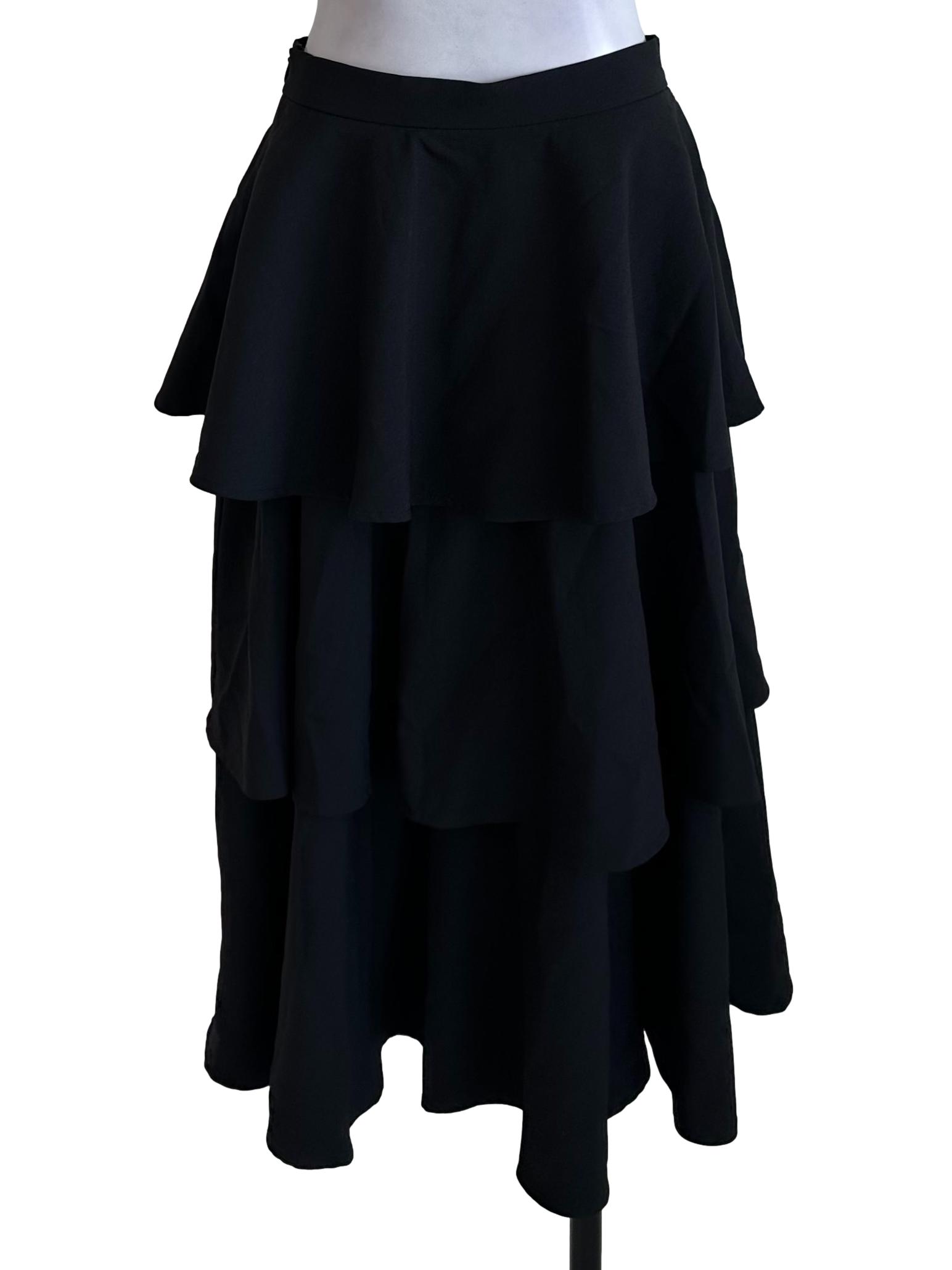 Black Ruffle Tiered Skirt
