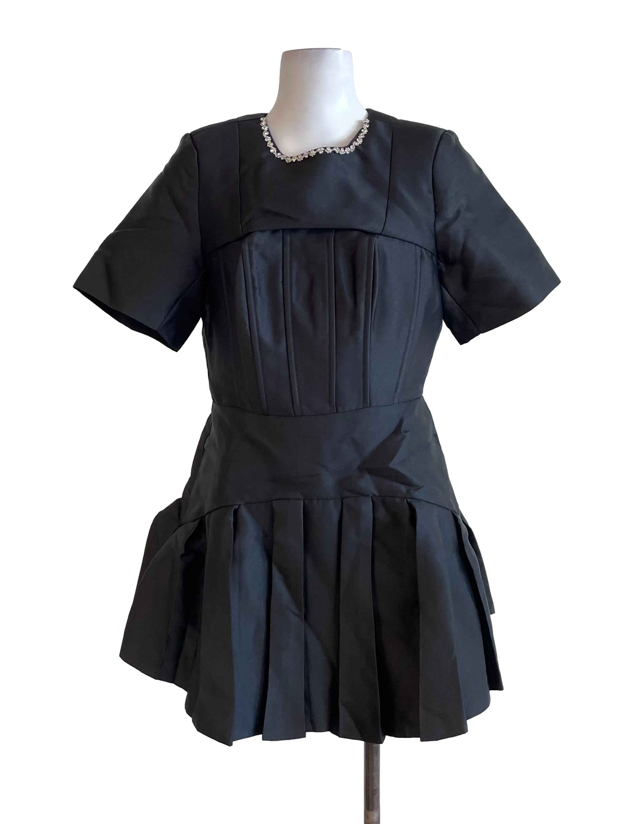 Black Pleated Corset Dress