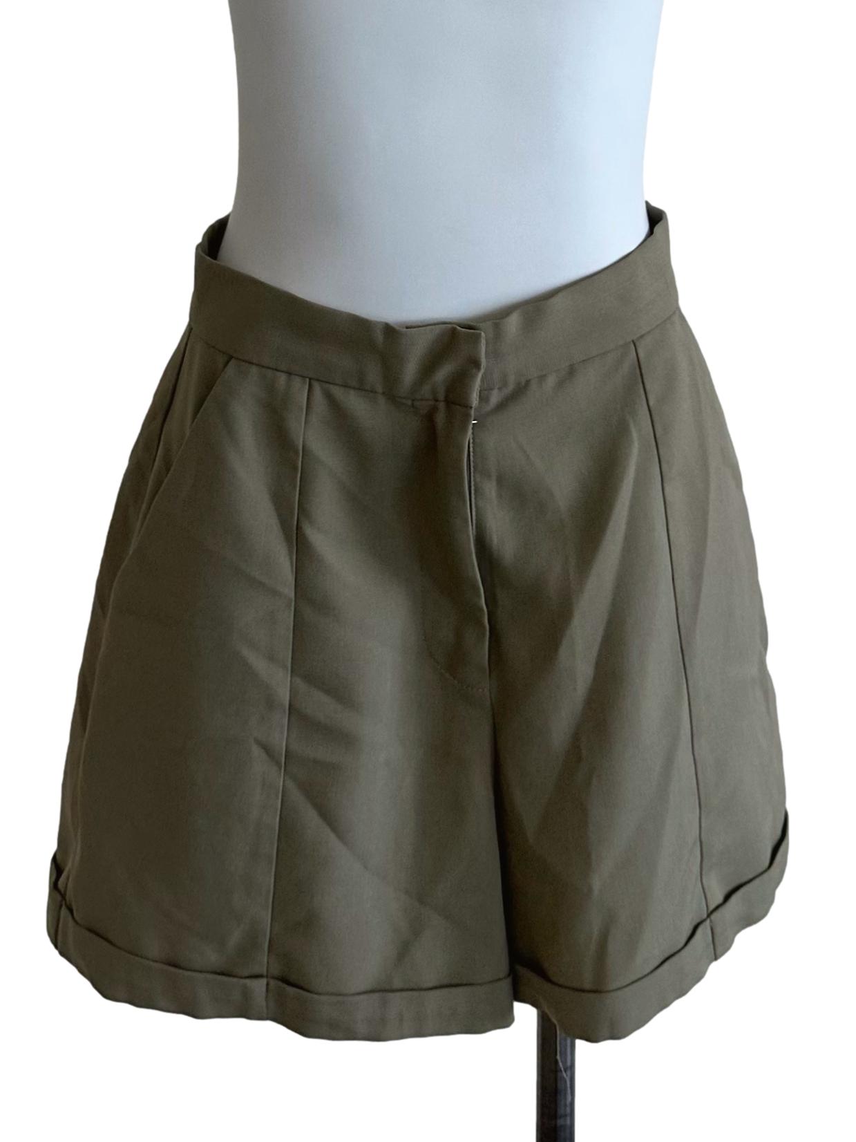 Moss Green Panel Shorts