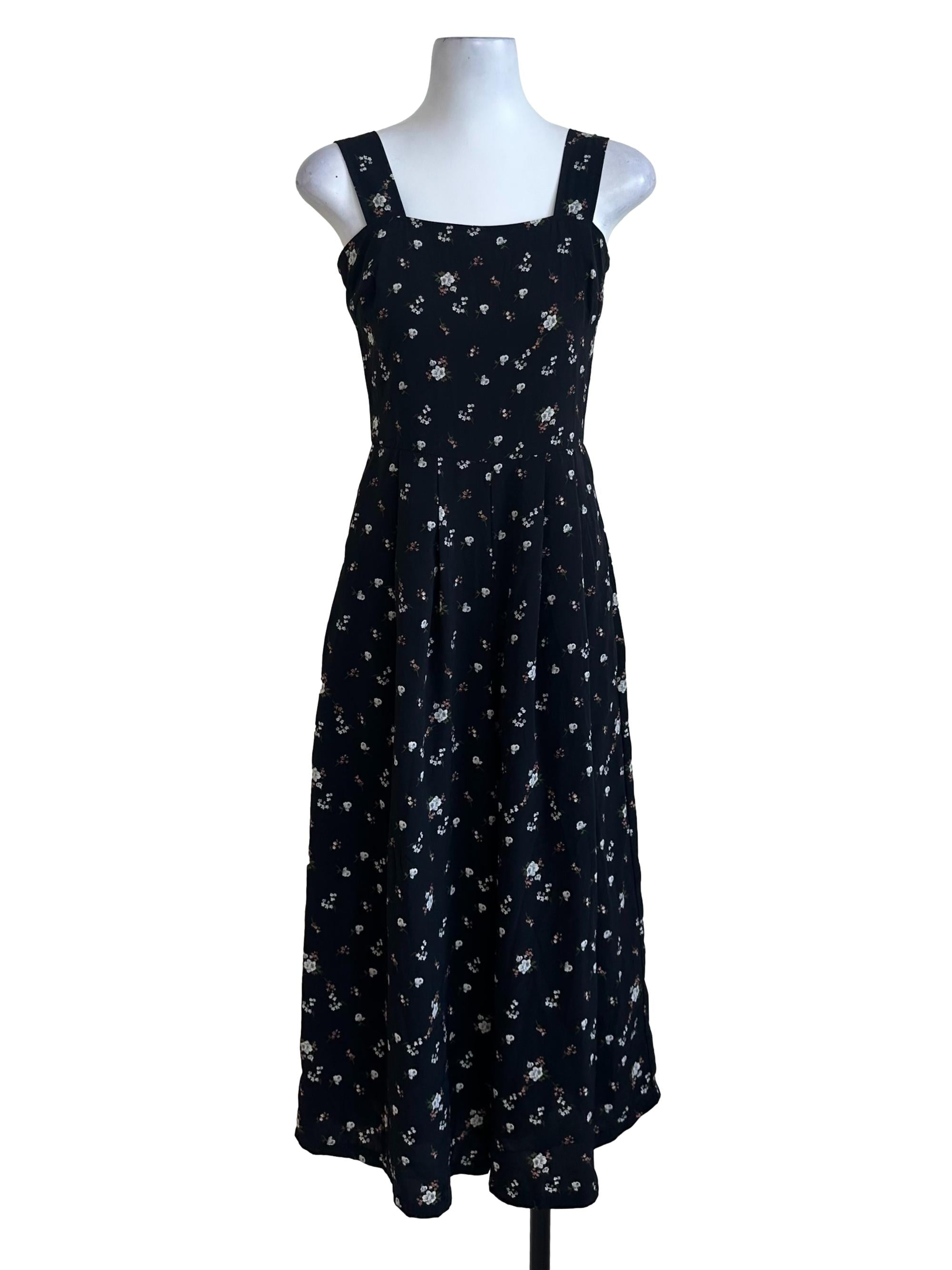 Onyx Black Floral Square Neck Jumpsuit