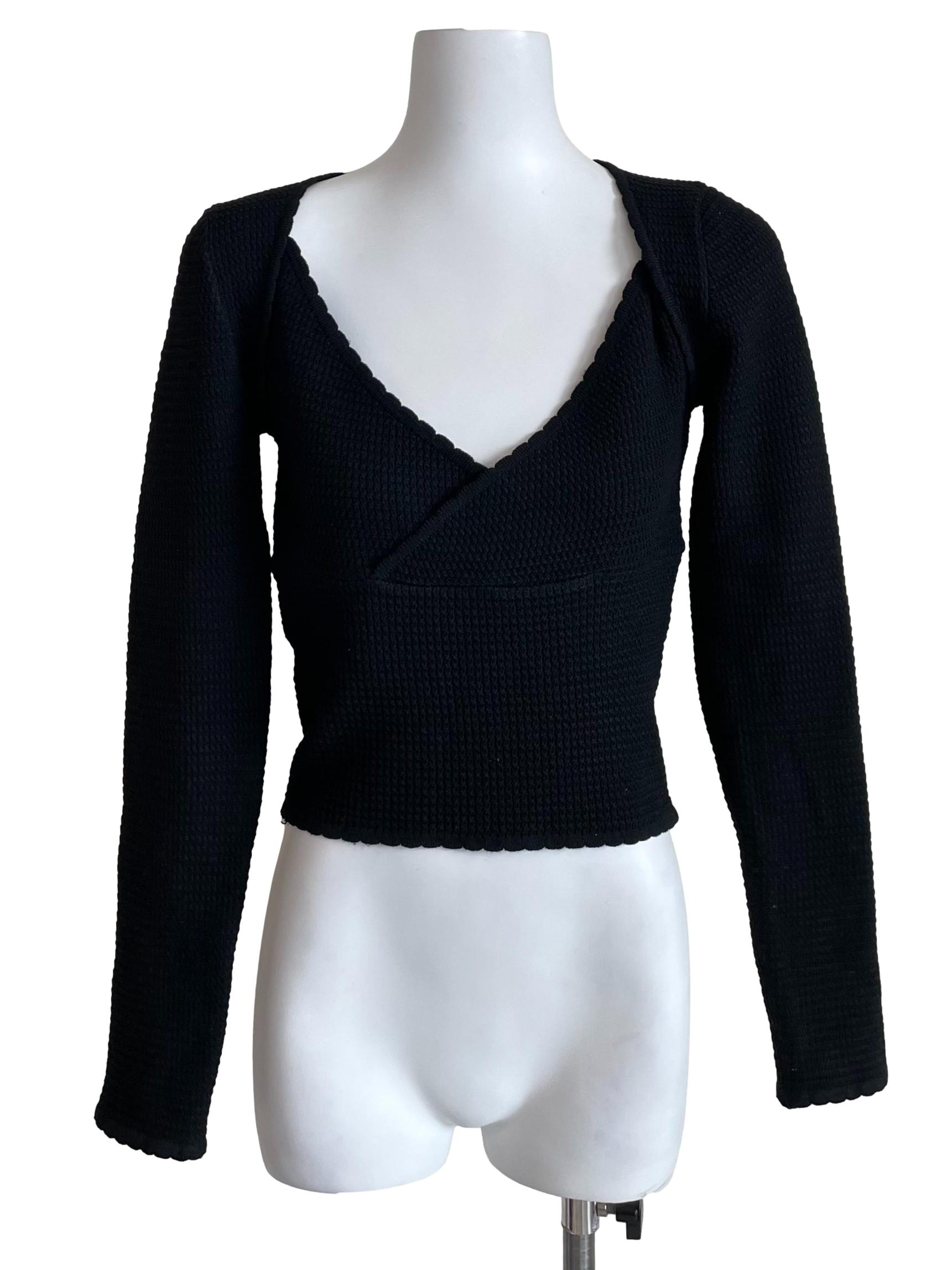 Black V Neck Knit Top