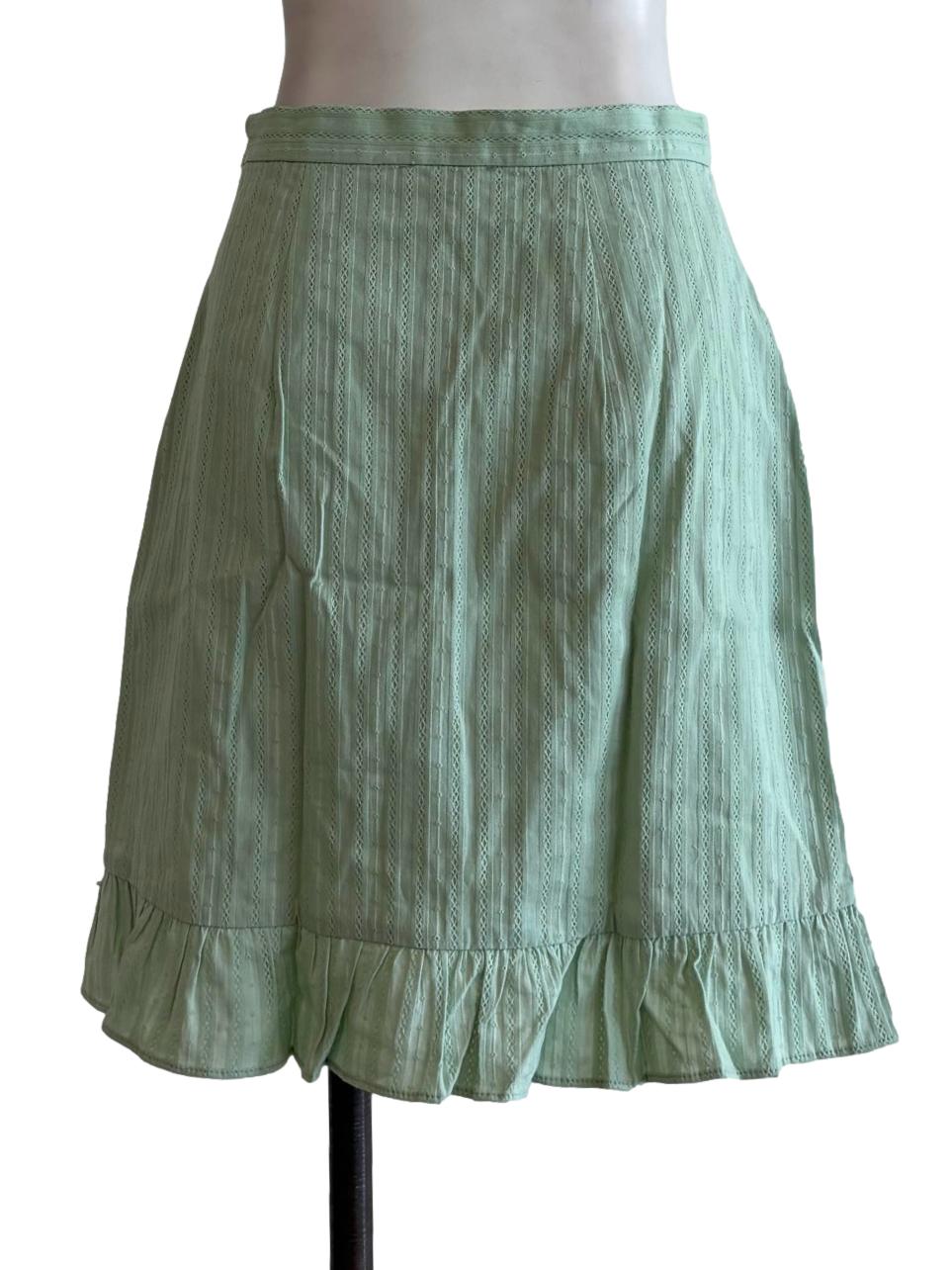 Mint Green Textured Cotton Mini Skirt