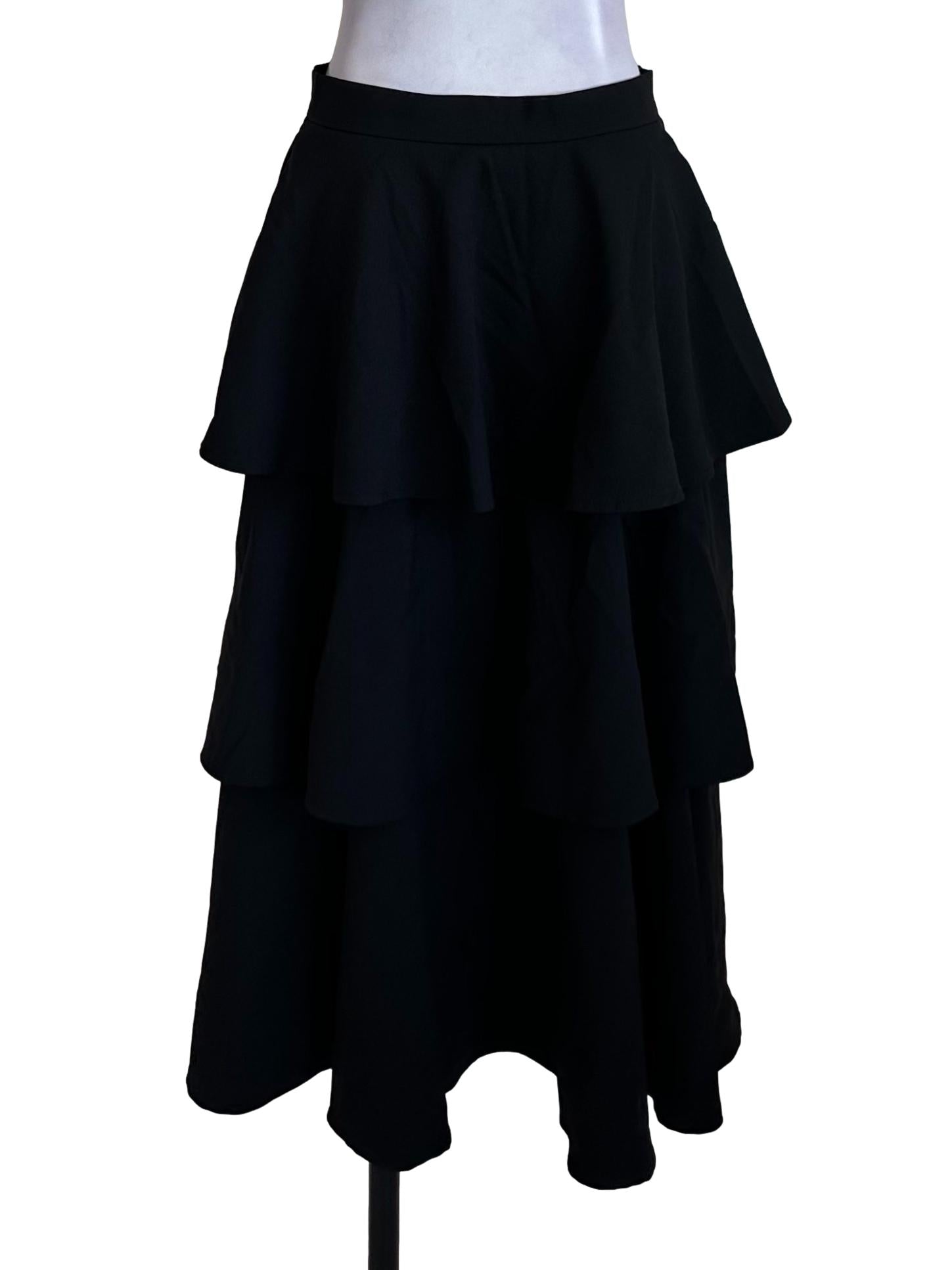 Black Ruffle Tiered Skirt