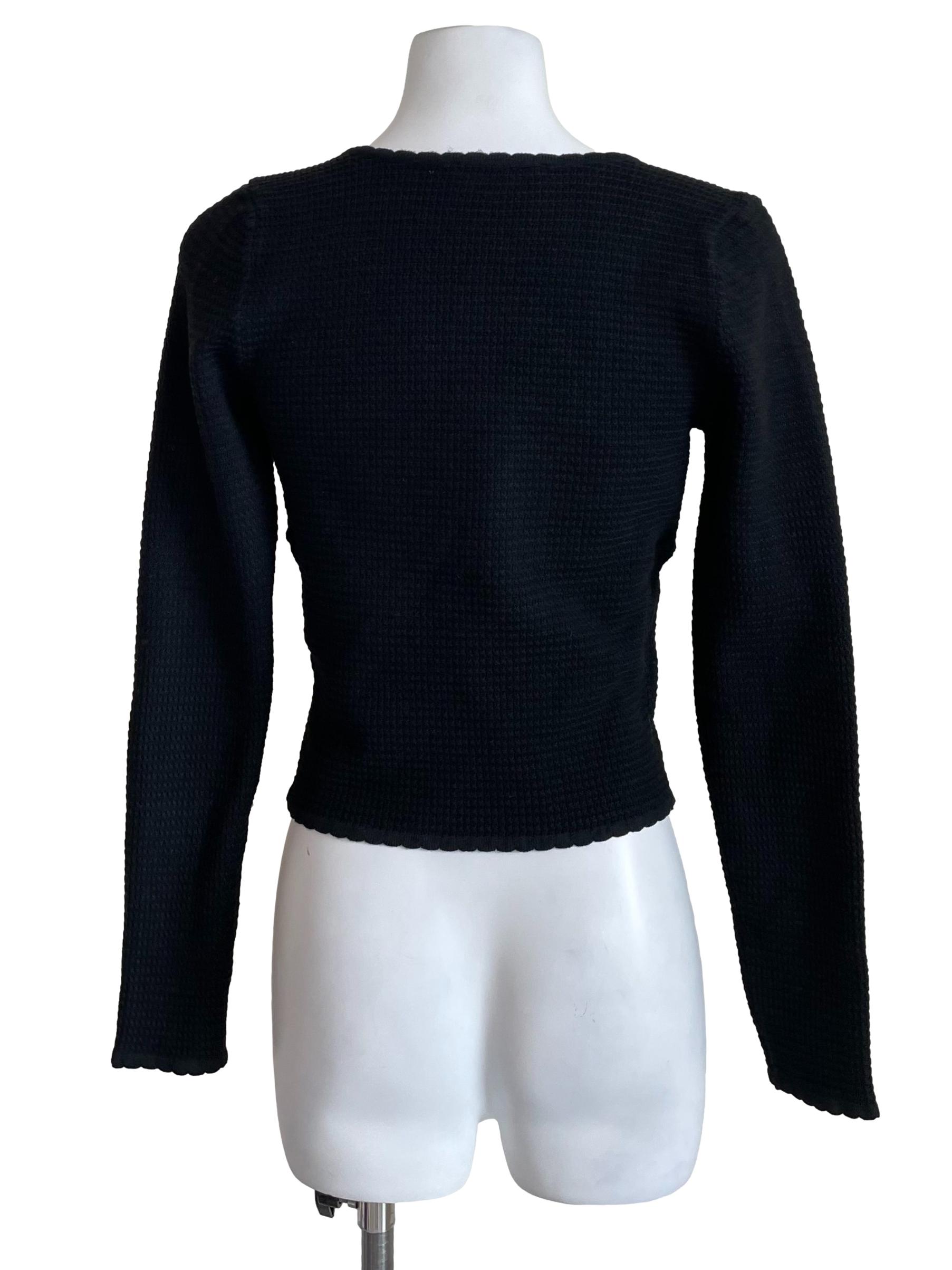 Black V Neck Knit Top