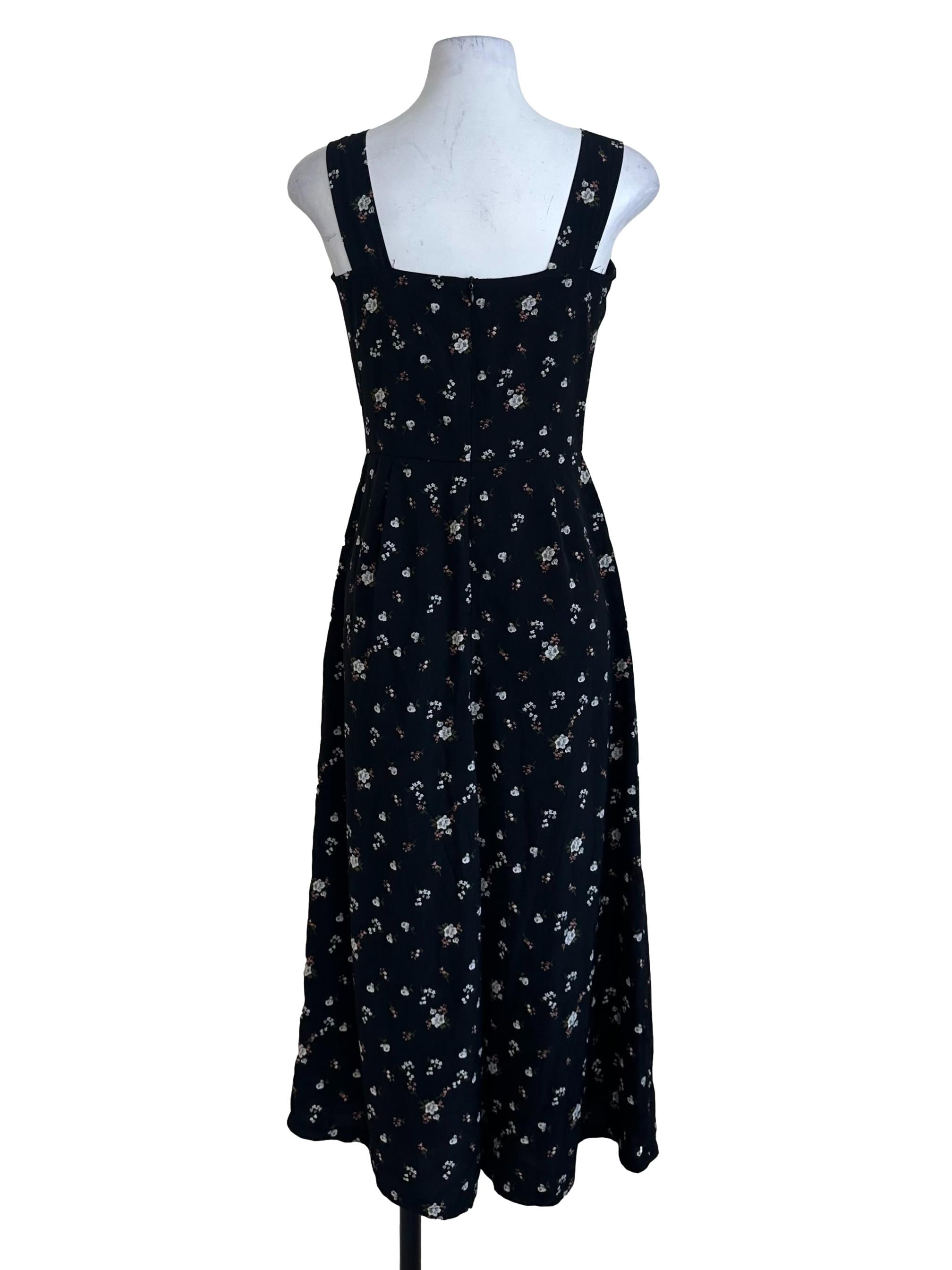 Onyx Black Floral Square Neck Jumpsuit