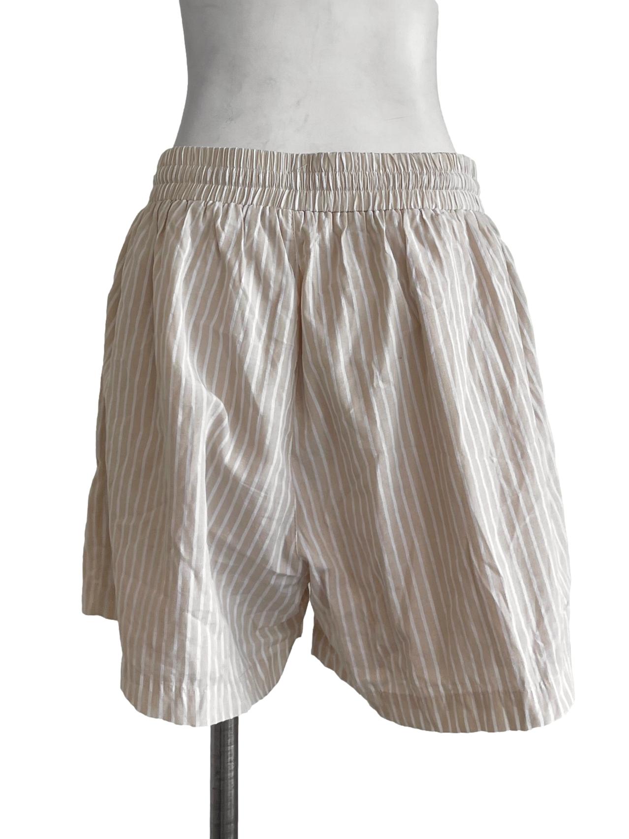 Beige Stripes Shorts
