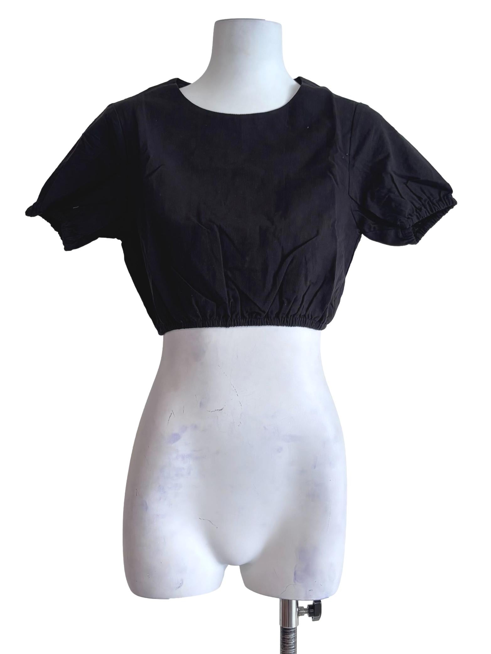 Black Liv Linen Puffy Sleeve Top