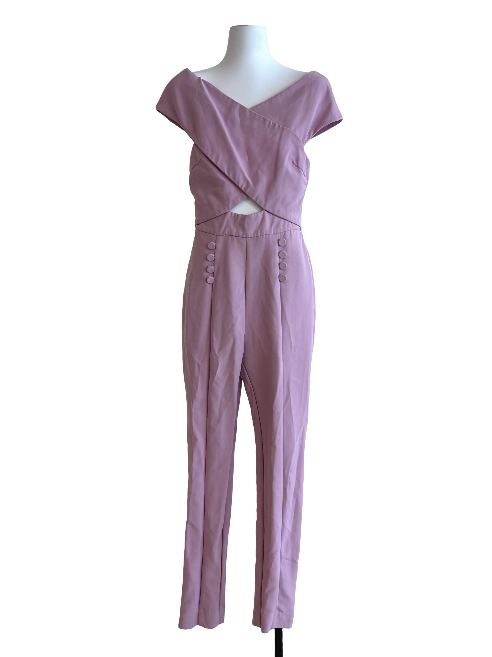Taffy Pink Off Shoulder Slim Fit Jumpsuit