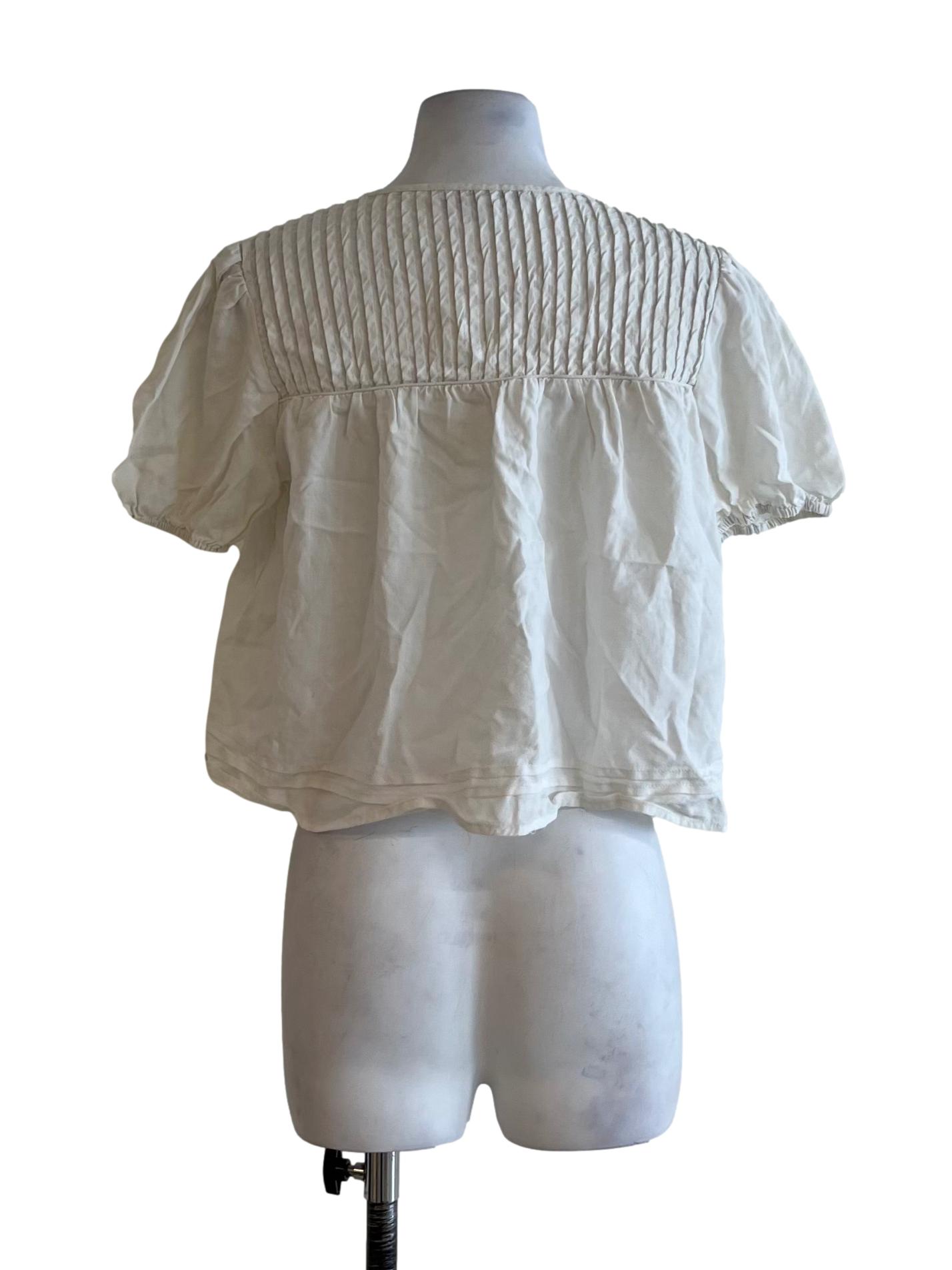 White Jewel Neckline Blouse TEM