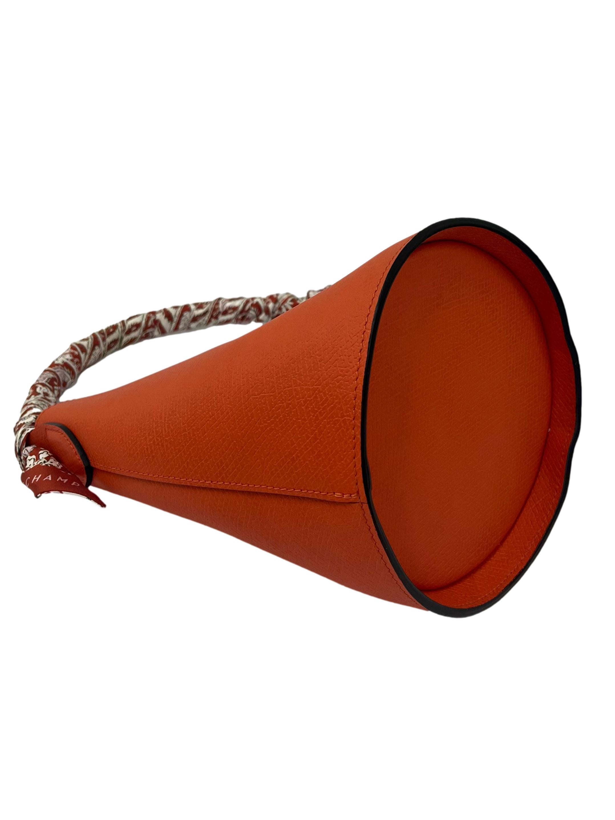 Orange Bucket Handbag With Removable Scraf At Handle