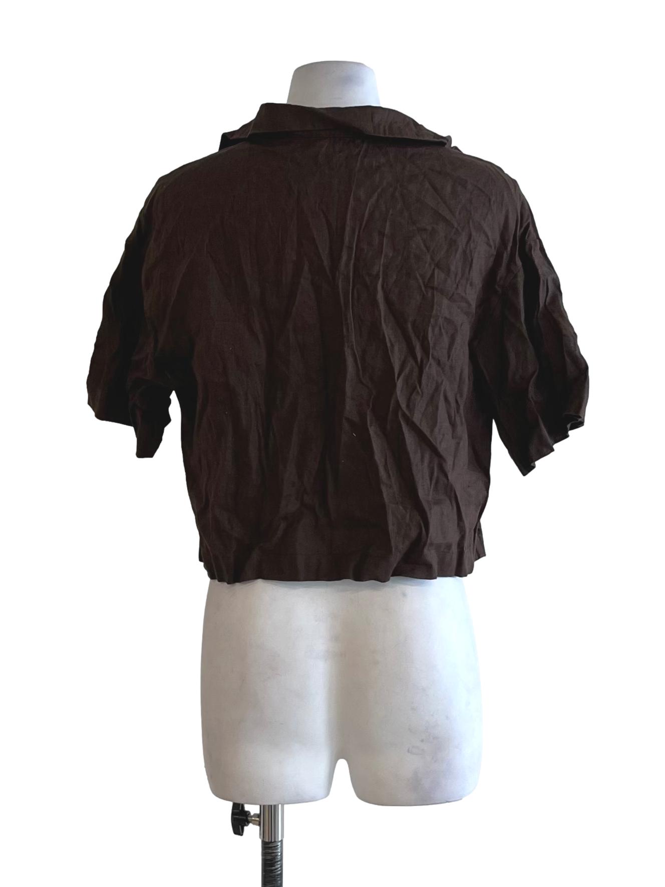 Brown Wing Collar Blouse TEM