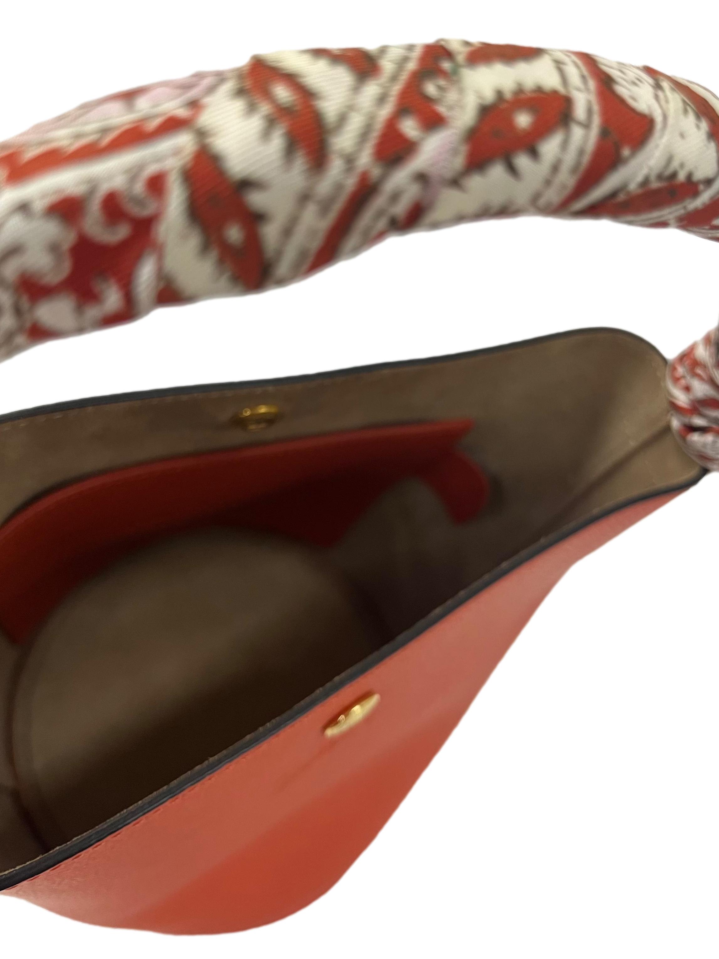 Orange Bucket Handbag With Removable Scraf At Handle