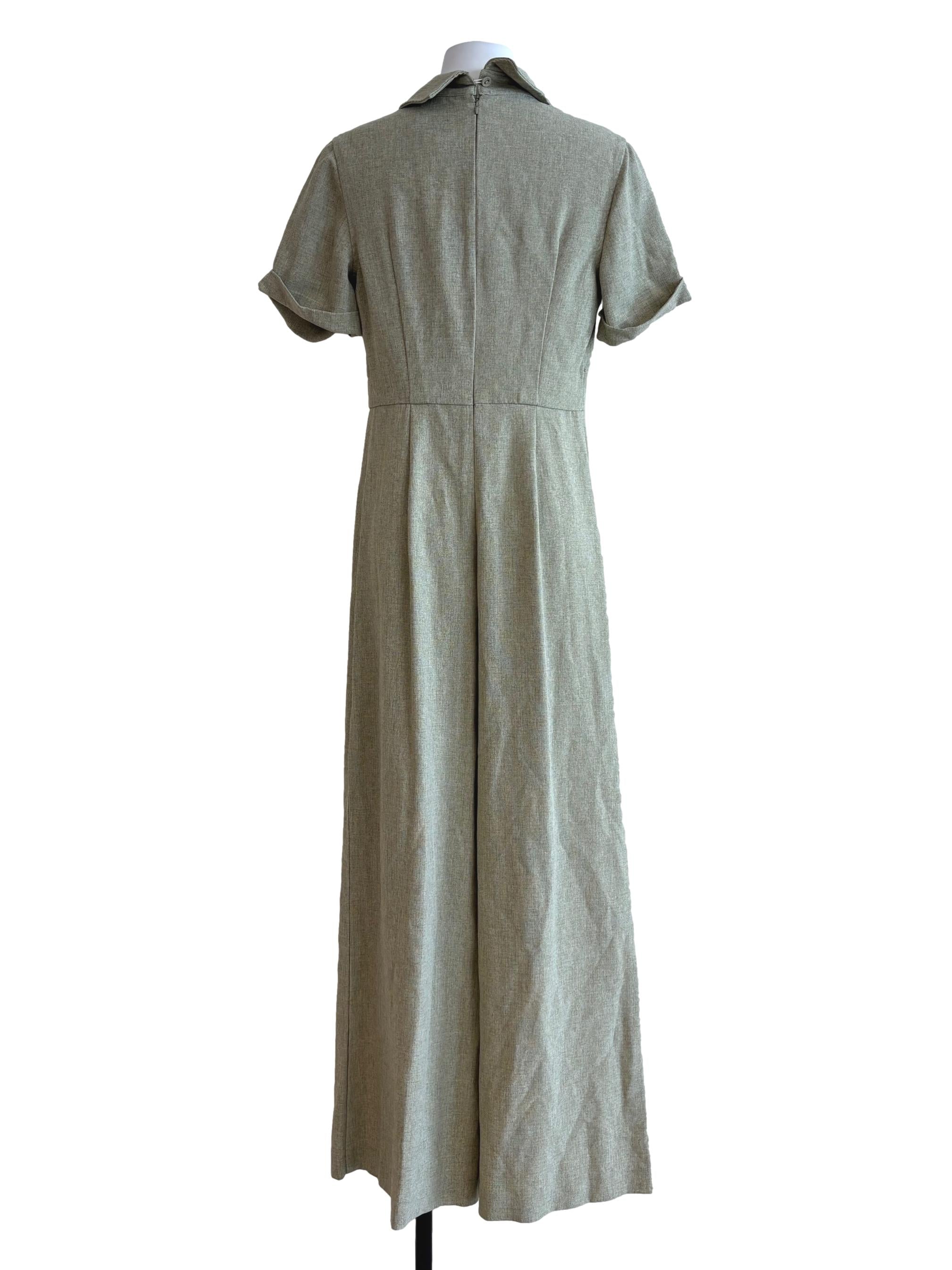 Sage Green Short Sleeve Wide Jumpsuit