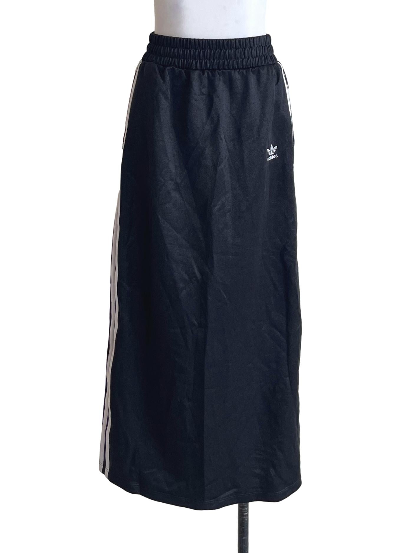 Jade Black Three-Stripe Midi Skirt