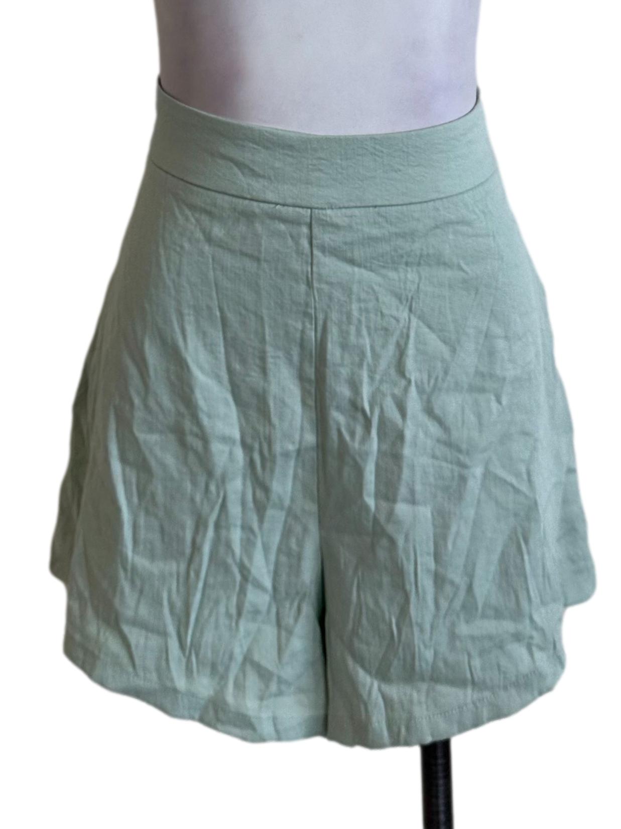 Pastel Green Linen Shorts