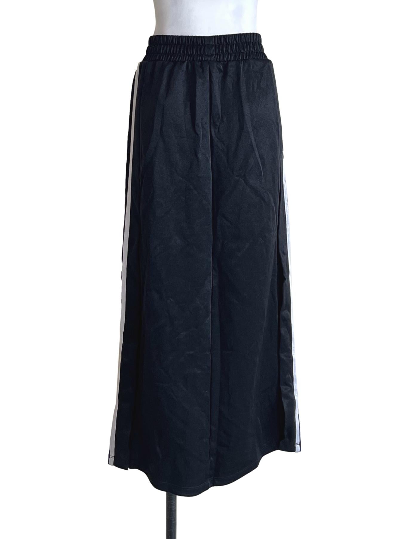 Jade Black Three-Stripe Midi Skirt