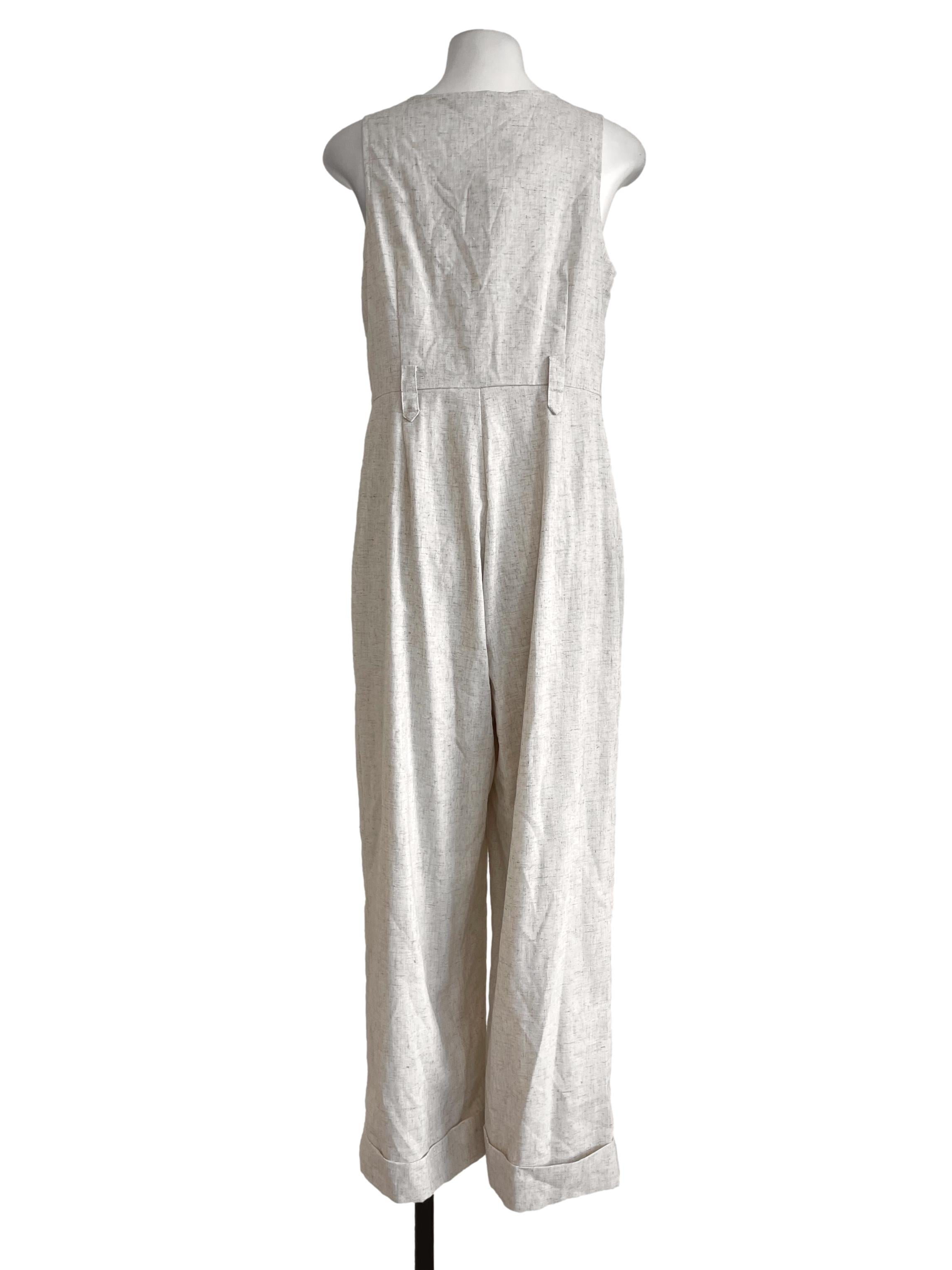 Beige Buttoned Overall TWL