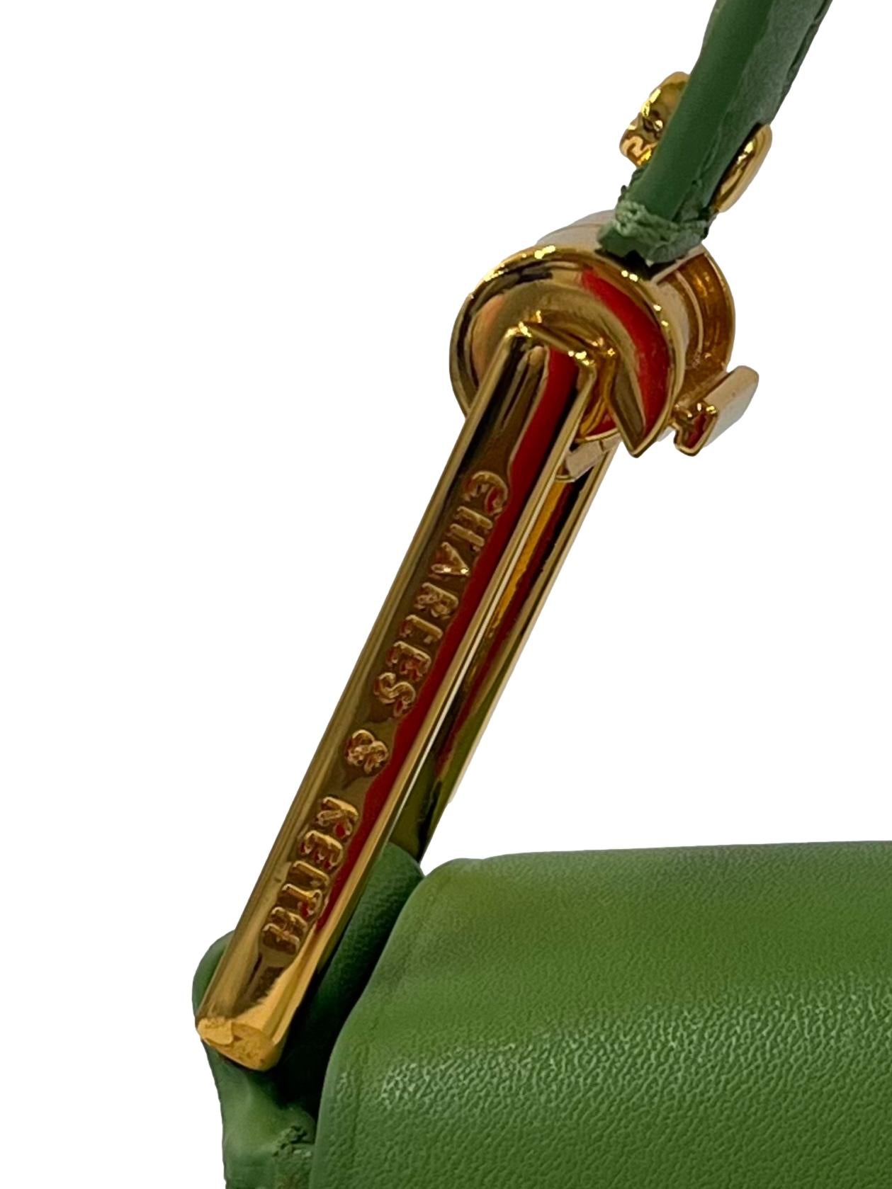 Green Shoulder Bag With Push Lock