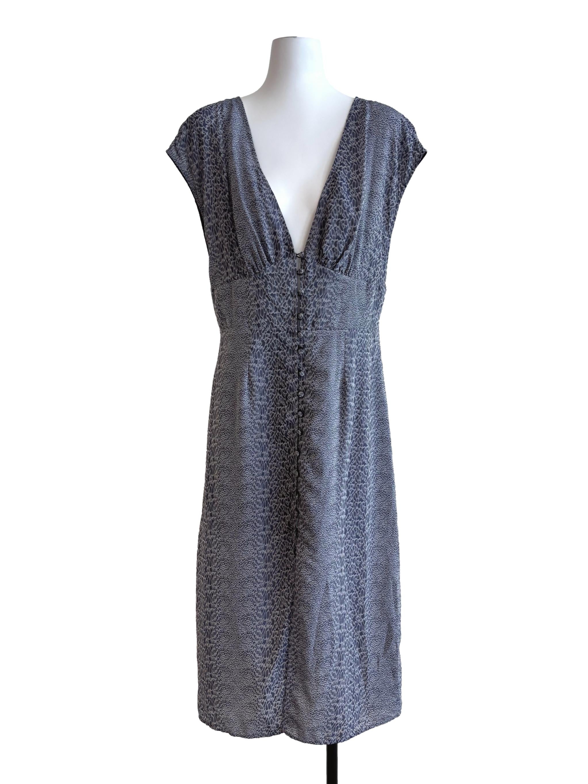 Stone Blue Plunge Neck Midi Dress
